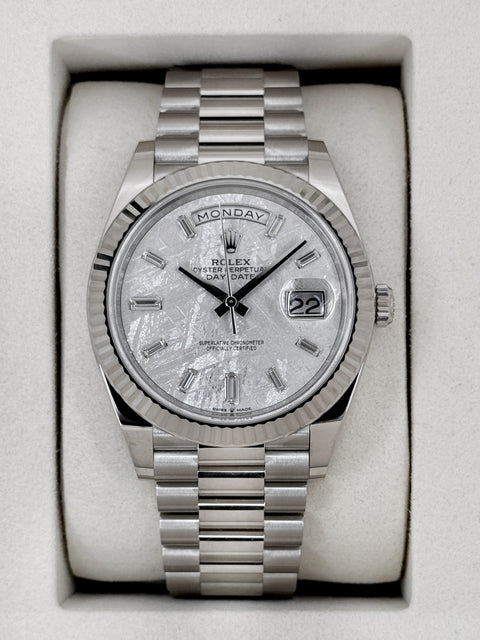 NEW 2026 Rolex Day-Date 40mm 228239 White Gold Meteorite Diamond Dial