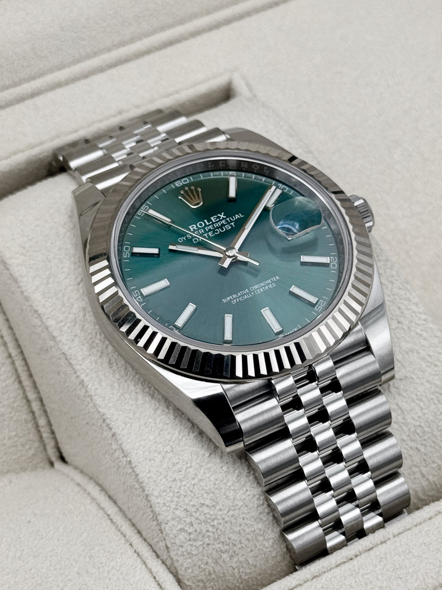 2023 Rolex Datejust 41mm 126334 Stainless Steel Jubilee Mint Green Dial