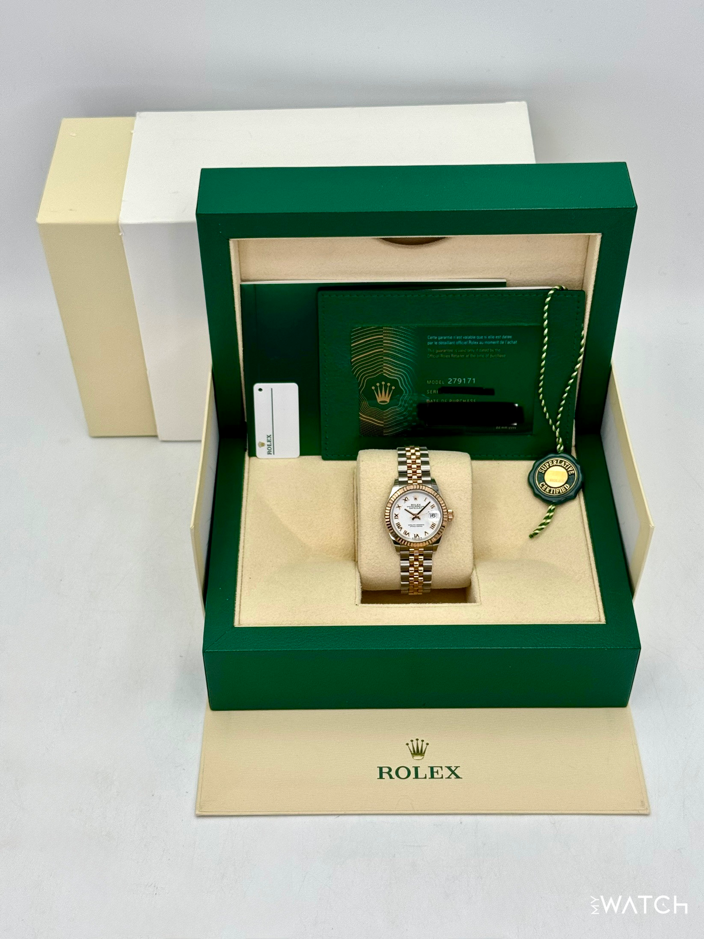 2023 Rolex Lady-Datejust 28mm 279171 Two-Tone Jubilee White Dial - MyWatchLLC