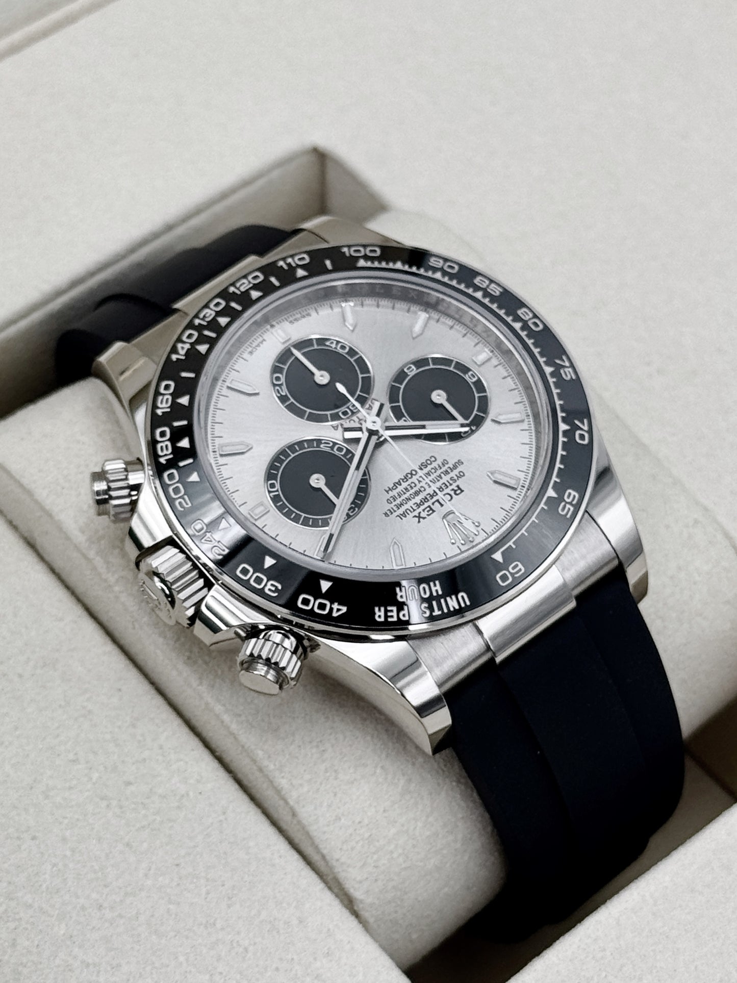 NEW 2026 Rolex Daytona 40mm 126519LN White Gold Oysterflex Silver Ghost Dial (NEW CARD STYLE)