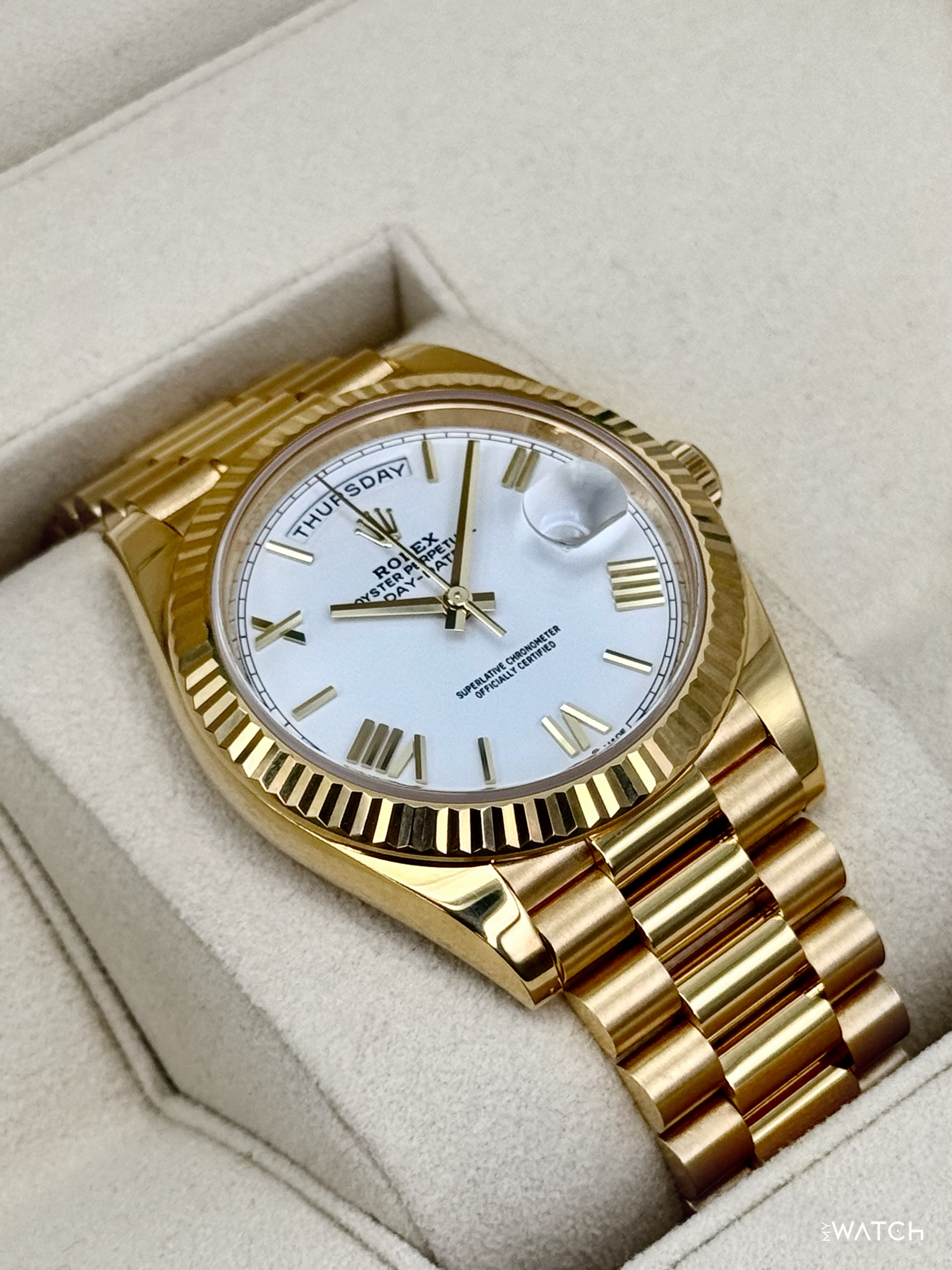 2022 Rolex Day-Date 40mm 228238 Presidential White Dial - MyWatchLLC