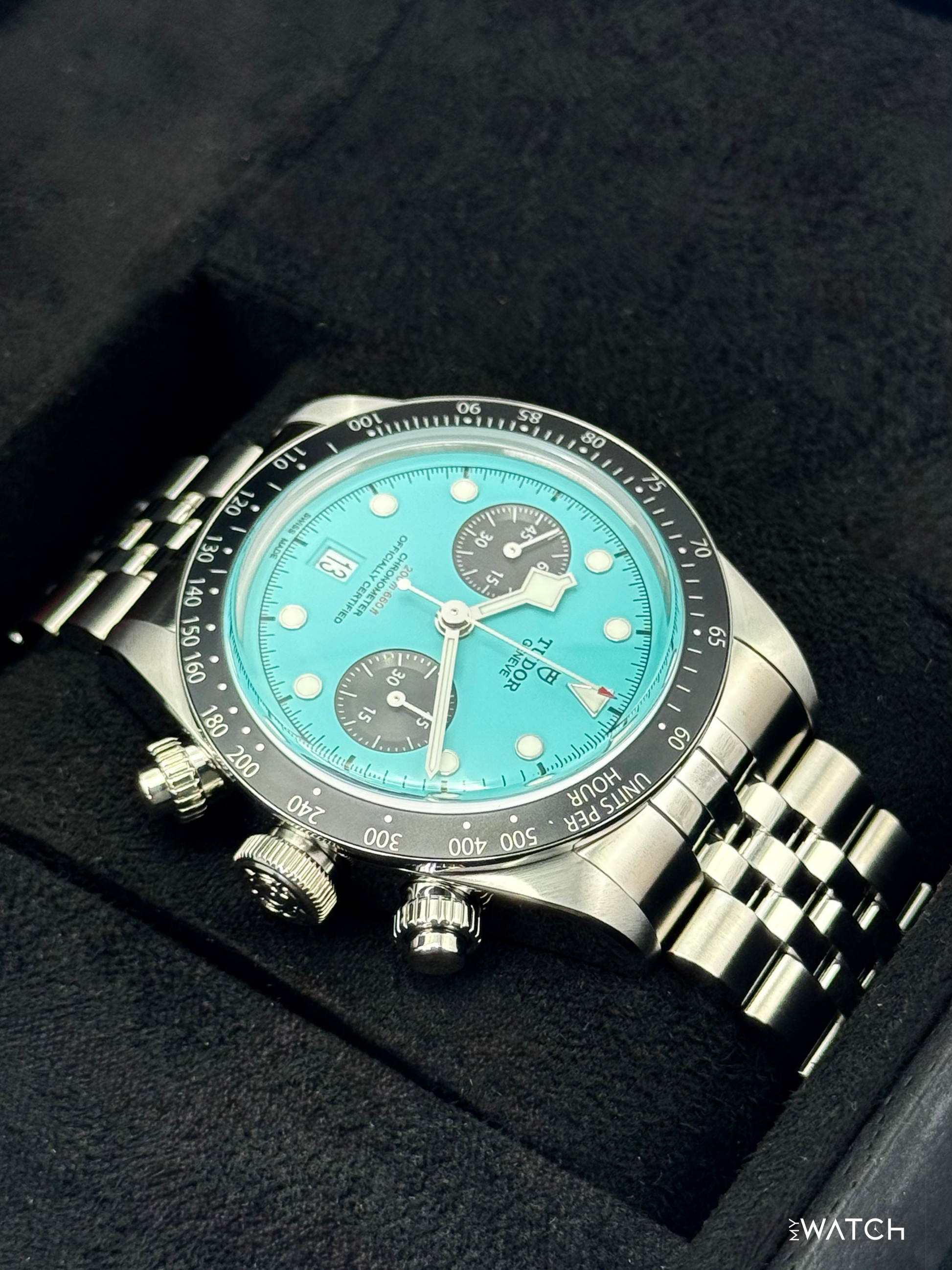 NEW 2026 Tudor Black Bay Chrono 41mm 79360N Flamingo Blue Dial - MyWatchLLC