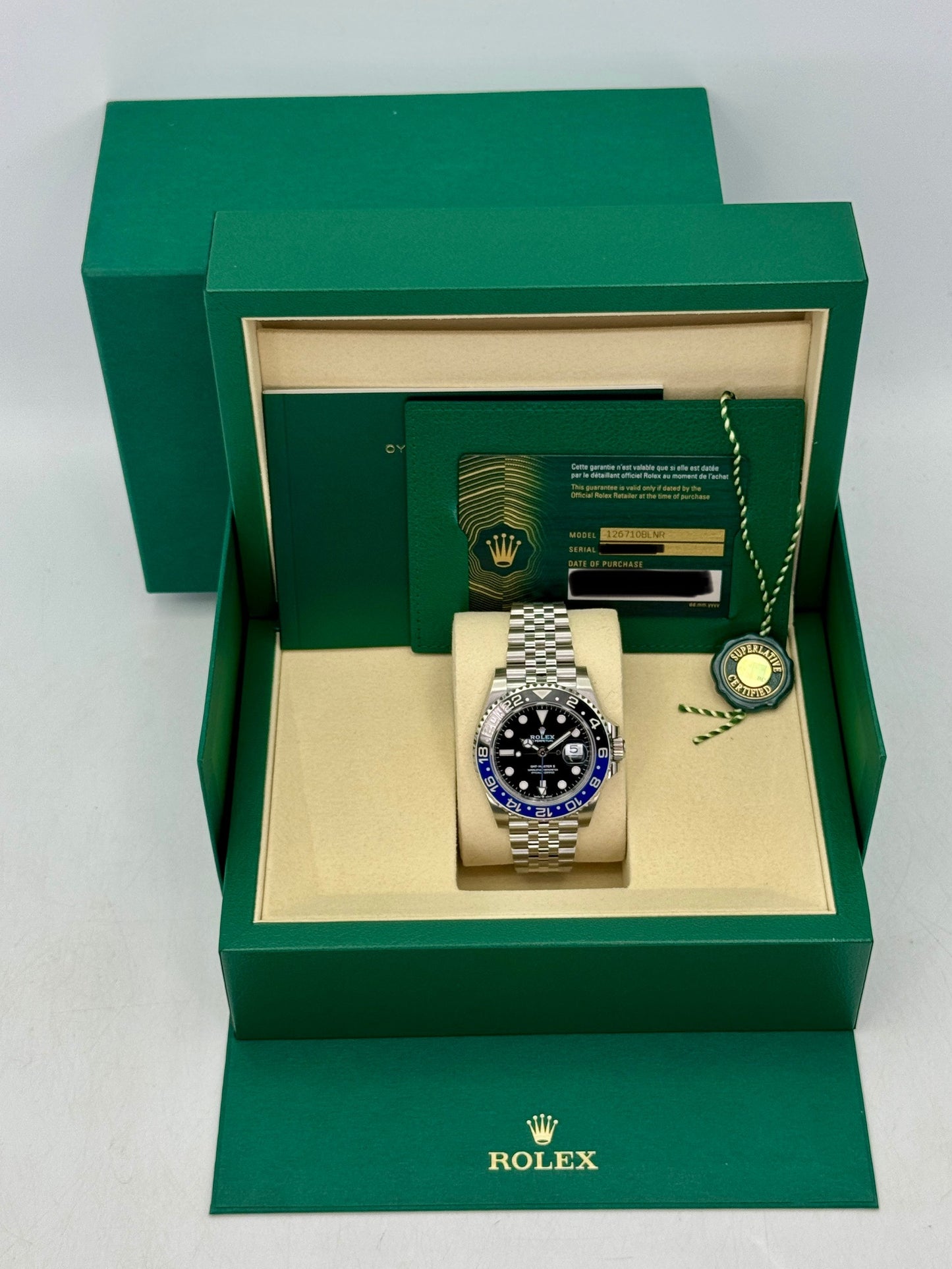 NEW 2026 Rolex GMT-Master II Batgirl 40mm 126710BLNR Jubilee (NEW STYLE CARD)