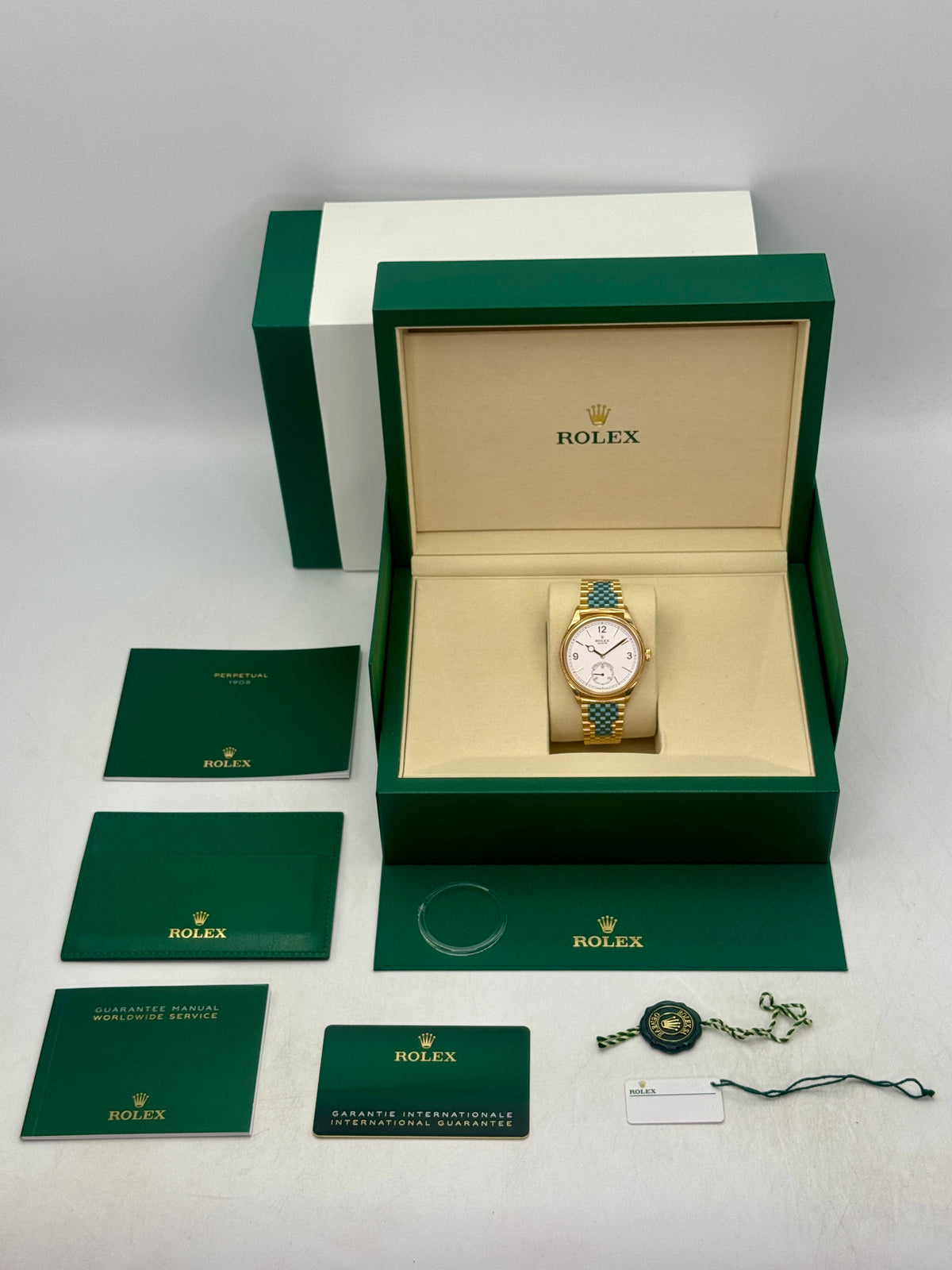 NEW 2026 Rolex 1908 39mm 52508 Yellow Gold Settimo Bracelet White Dial (STICKERED)