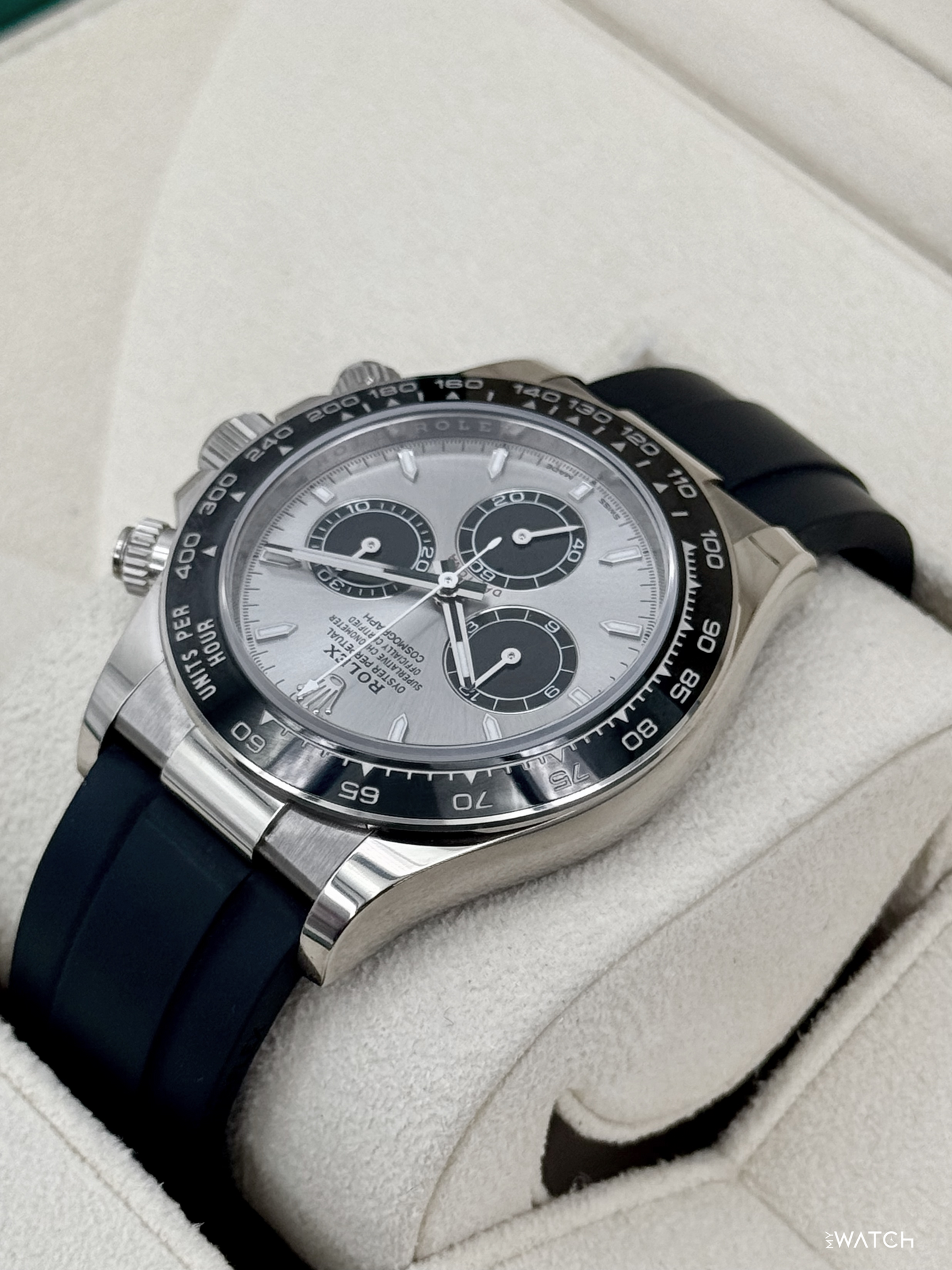2024 Rolex Daytona 40mm 126519LN White Gold Oysterflex Silver Ghost Dial