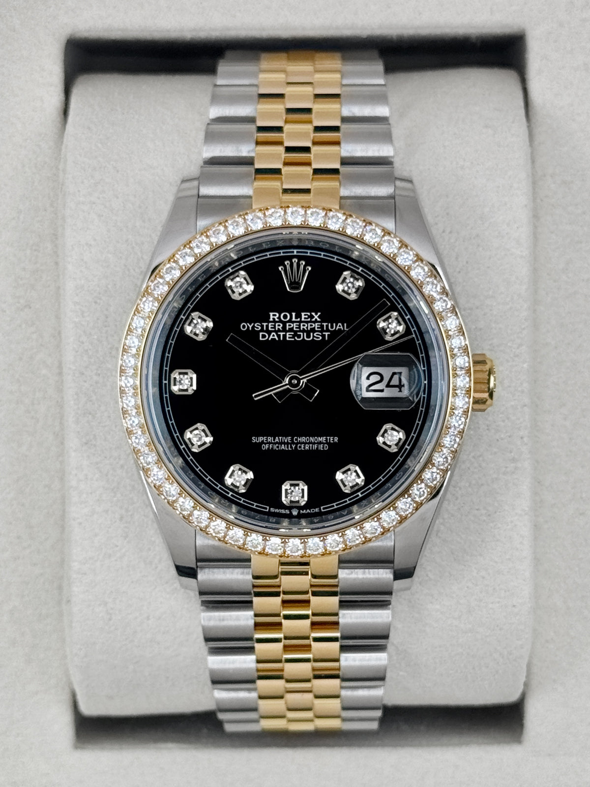 NEW 2026 Rolex Datejust 36mm 126283RBR Two-Tone Jubilee Diamond Bezel Black Diamond Dial