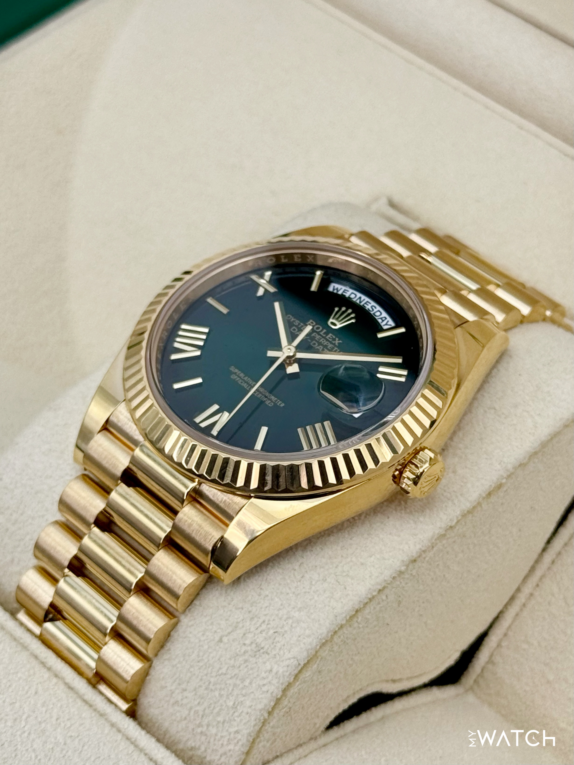 2024 Rolex Day-Date 40mm 228238 Presidential Green Ombre Dial - MyWatchLLC