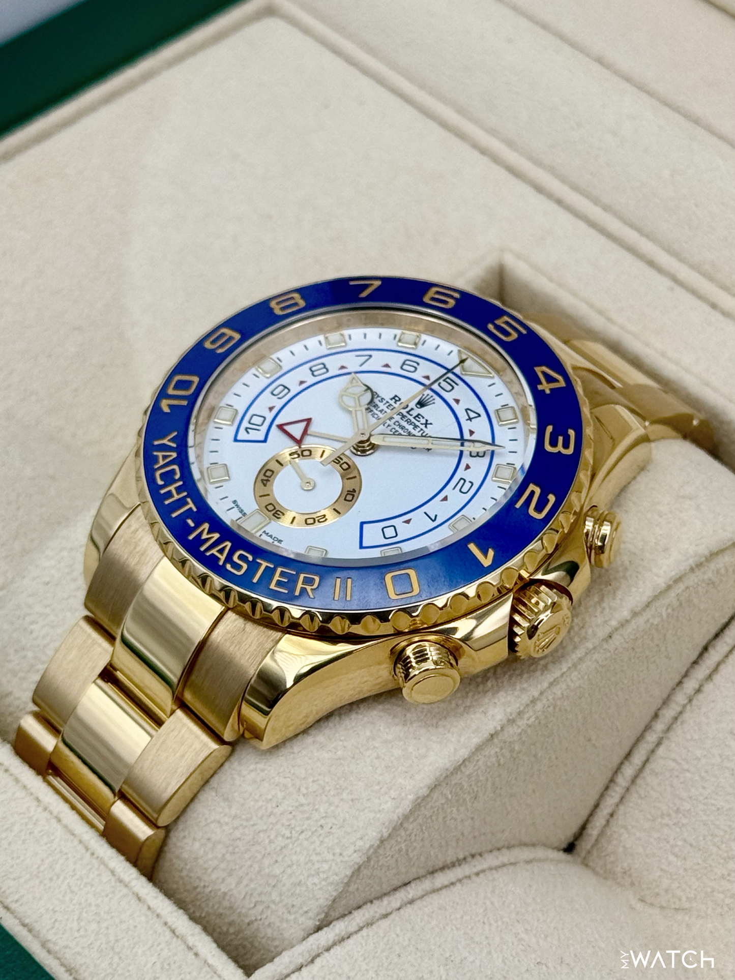 2023 Rolex Yacht-Master II 44mm 116688 18K Yellow Gold White Dial - MyWatchLLC