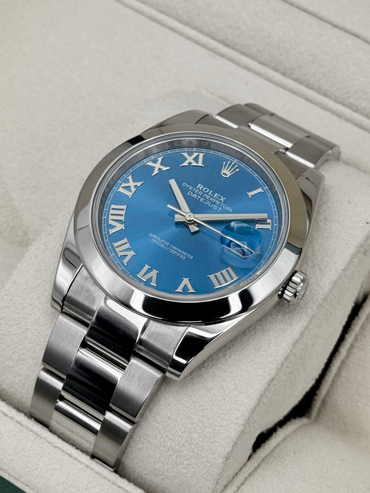 2024 Rolex Datejust 41mm 126300 Stainless Steel Oyster Blue Roman Numeral Dial