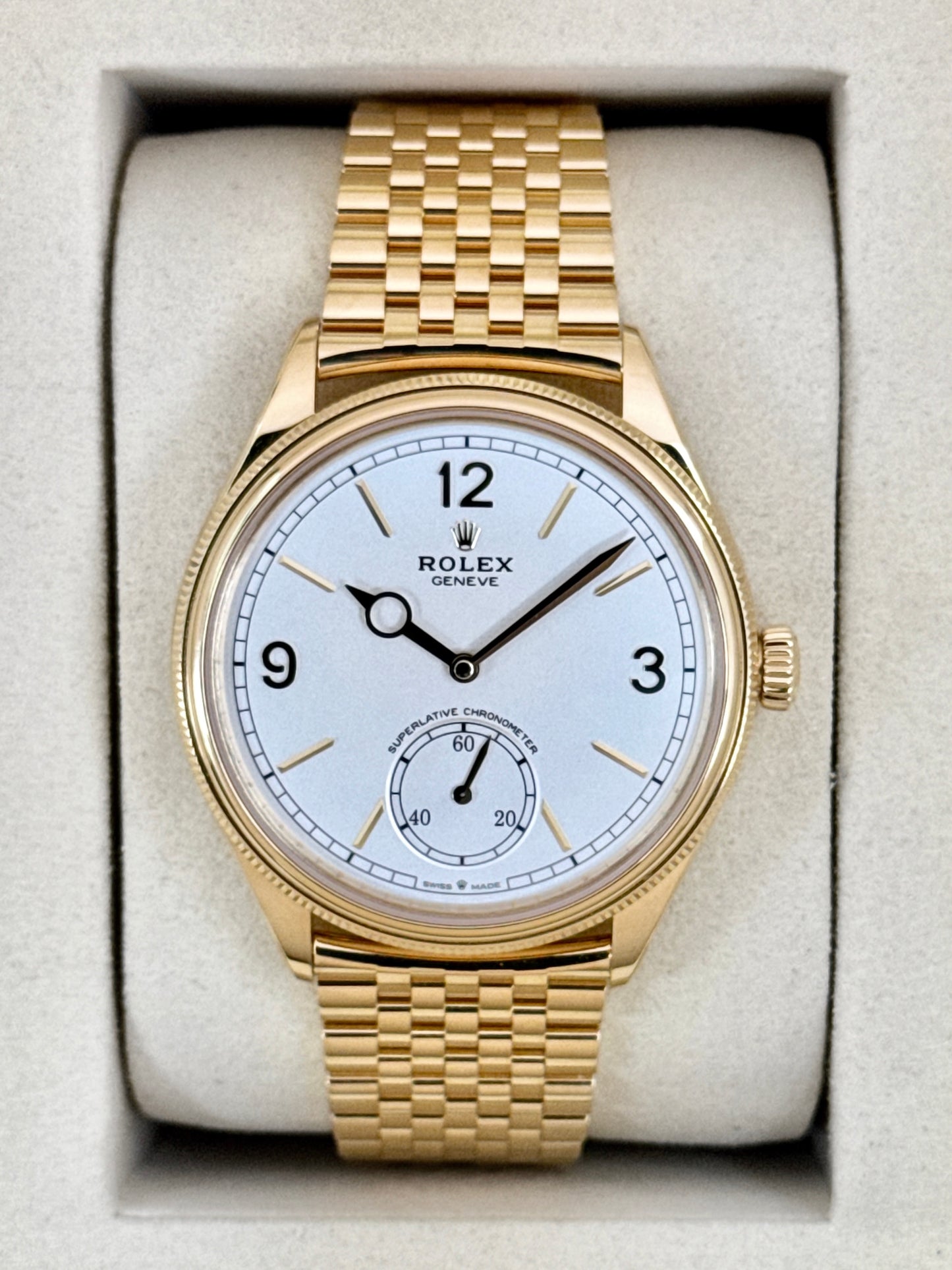 NEW 2026 Rolex 1908 39mm 52508 Yellow Gold Settimo Bracelet White Dial