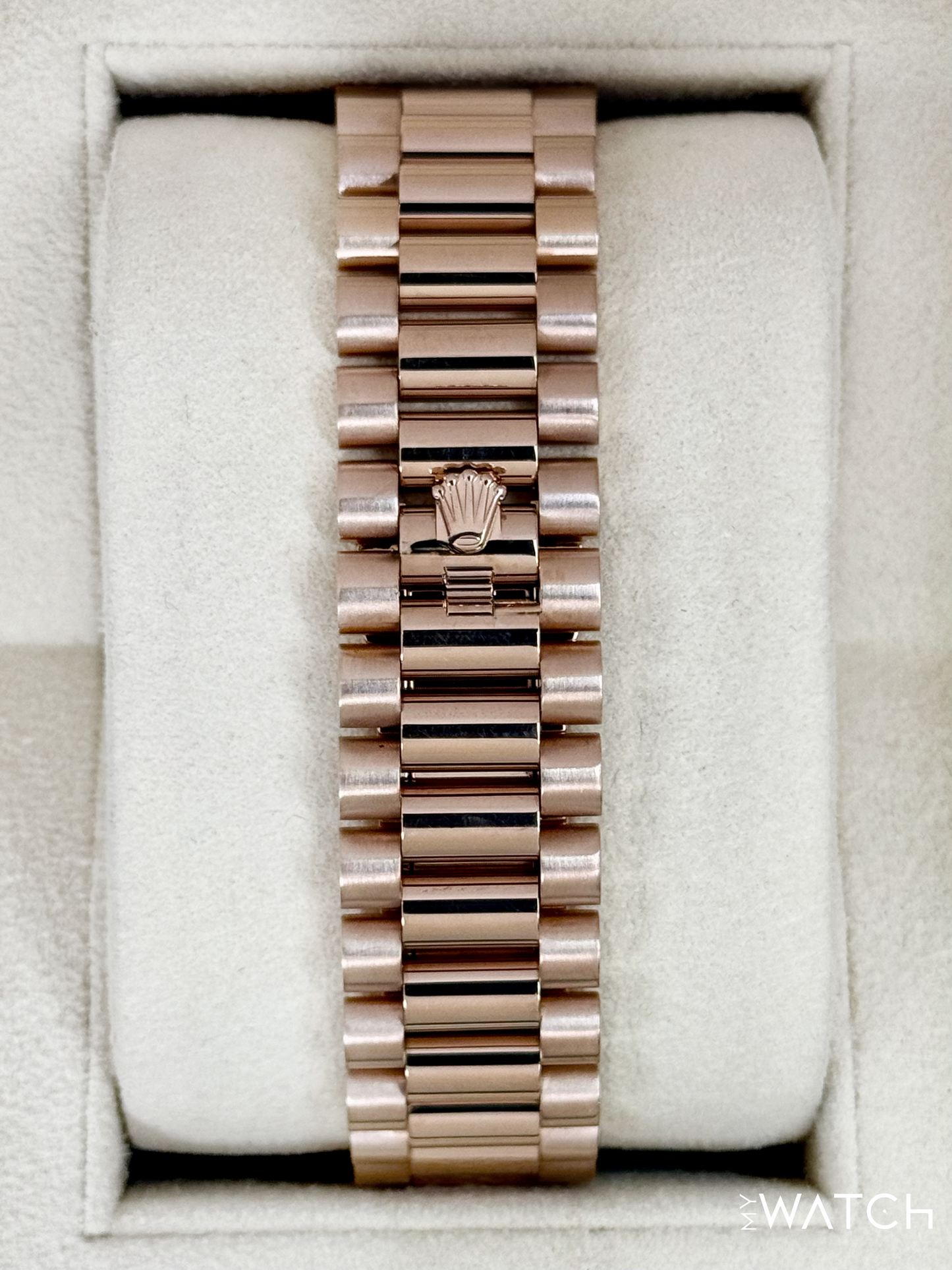 2018 Rolex Day-Date 40mm 228235 Presidential Rose Gold Stripe Motif Dial