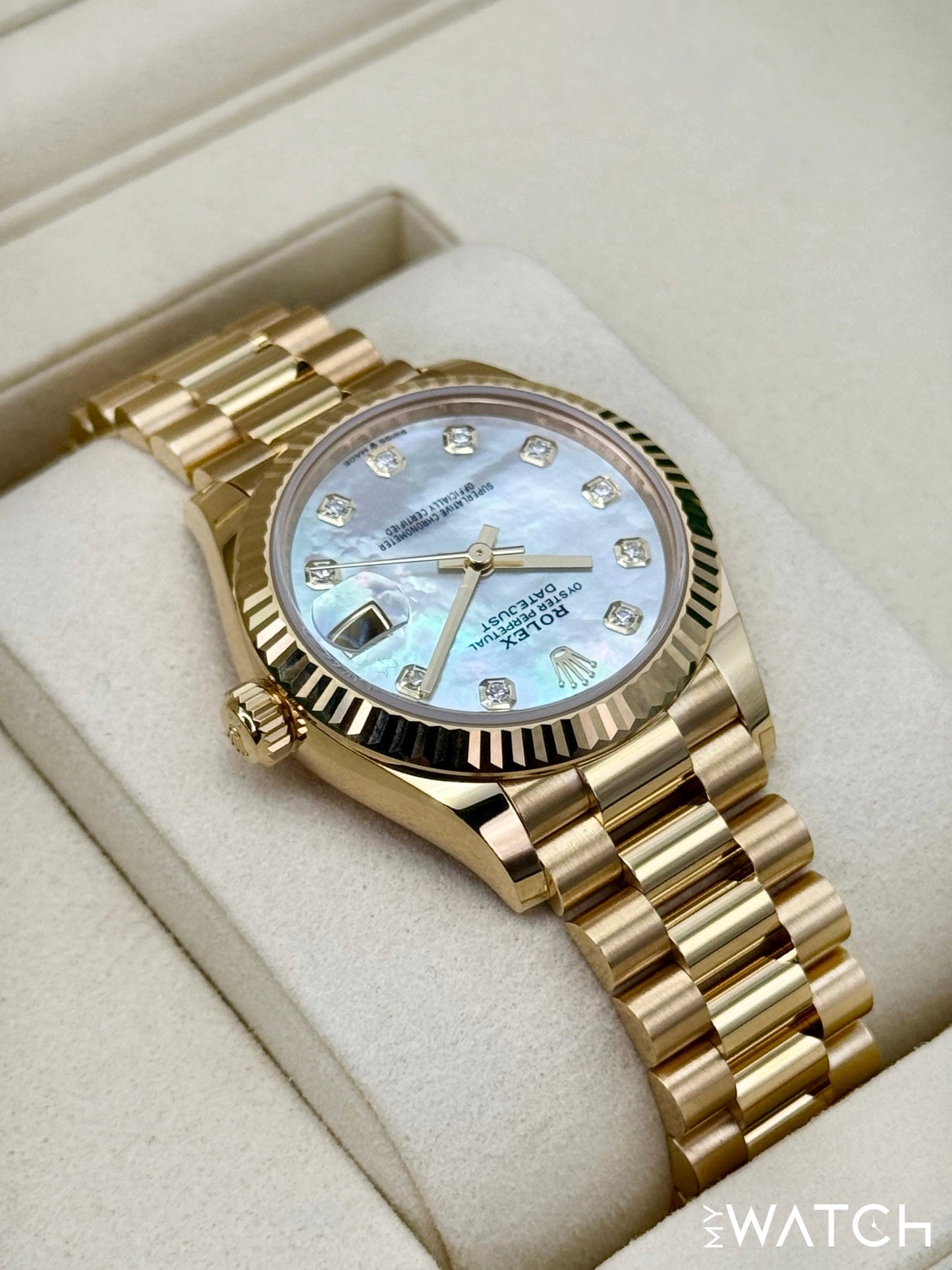 NEW 2025 Rolex Datejust 31mm 278278 Yellow Gold MOP Diamond Dial