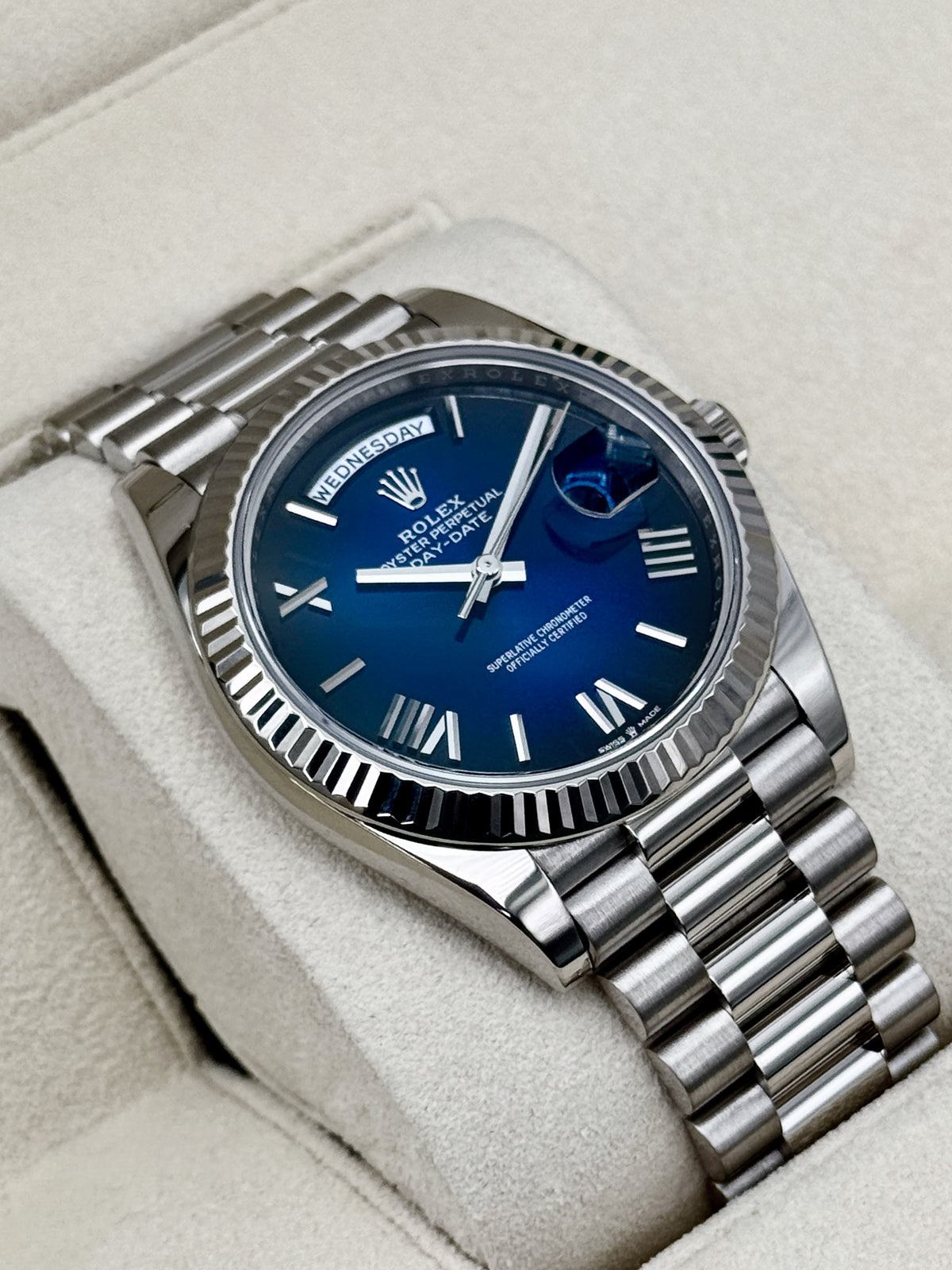 2024 Rolex Day-Date 40mm 228239 Presidential Blue Ombre Dial