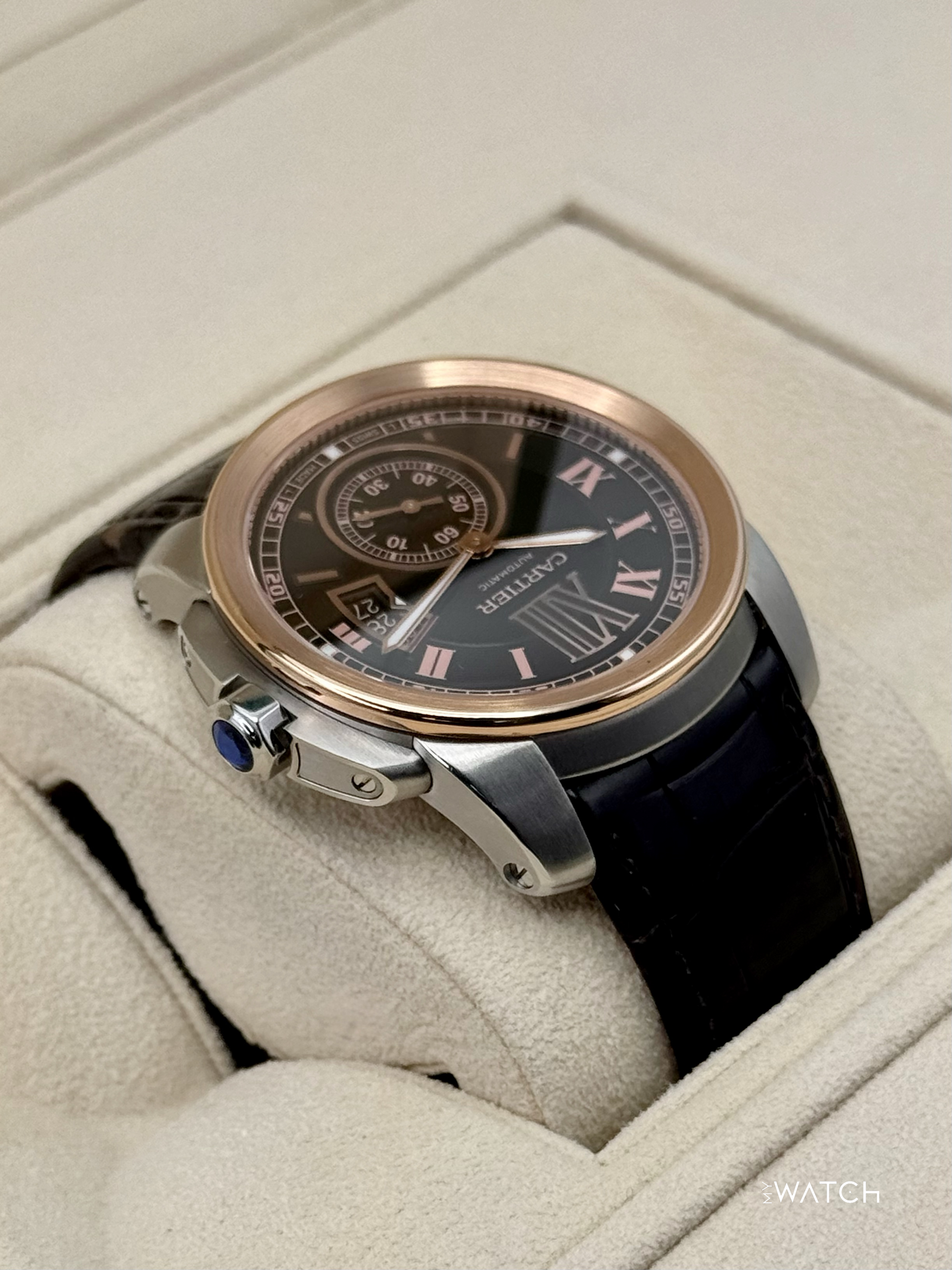 2012 Cartier Calibre De Cartier 42mm W7100051 Two-Tone Brown Dial - MyWatchLLC