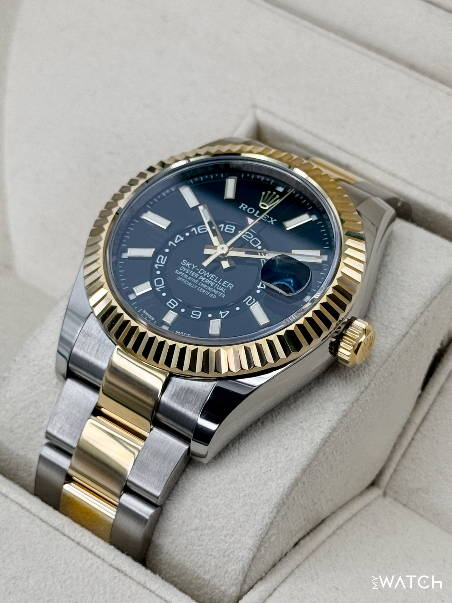 2021 Rolex Sky-Dweller 42mm 326933 Two-Tone Oyster Black Dial - MyWatchLLC