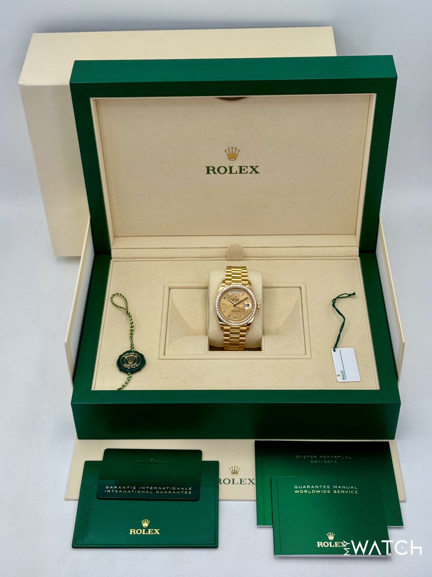 2020 Rolex Day-Date 40mm 228348RBR Presidential Champagne Baguette Dial