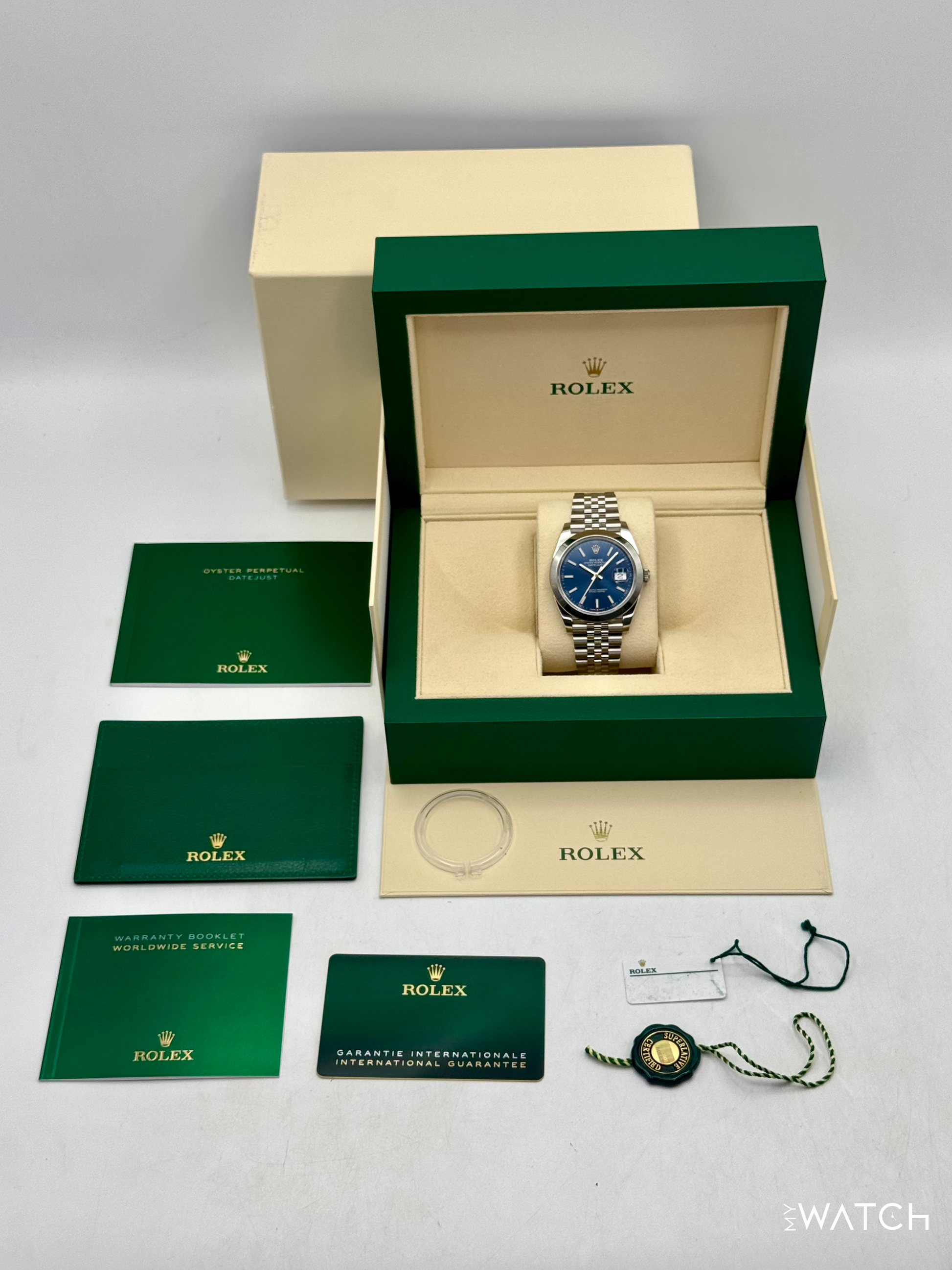NEW 2023 Rolex Datejust 41mm 126300 Stainless Steel Jubilee Blue Dial - MyWatchLLC