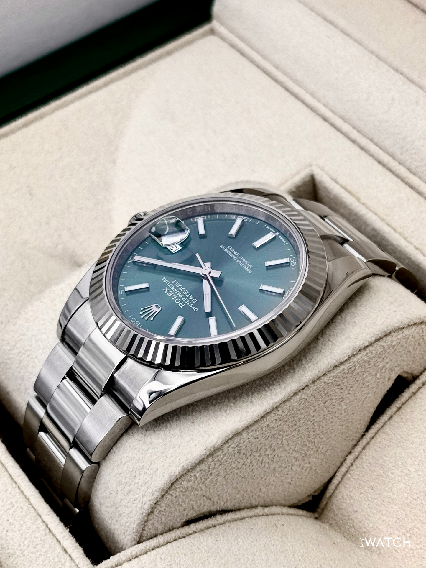 2022 Rolex Datejust 41mm 126334 Stainless Steel Oyster Mint Green Dial - MyWatchLLC