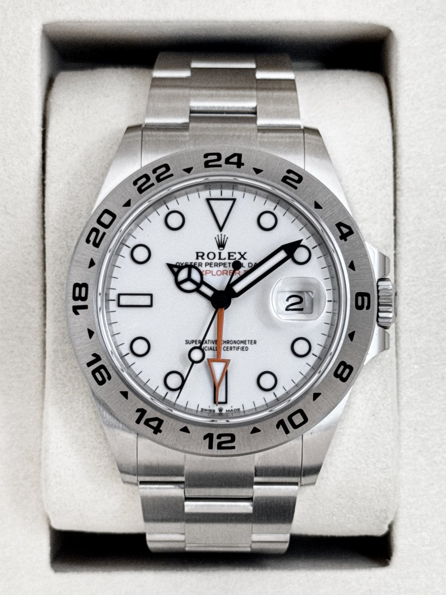 2026 Rolex Explorer II 42mm 226570 Stainless Steel Polar White Dial