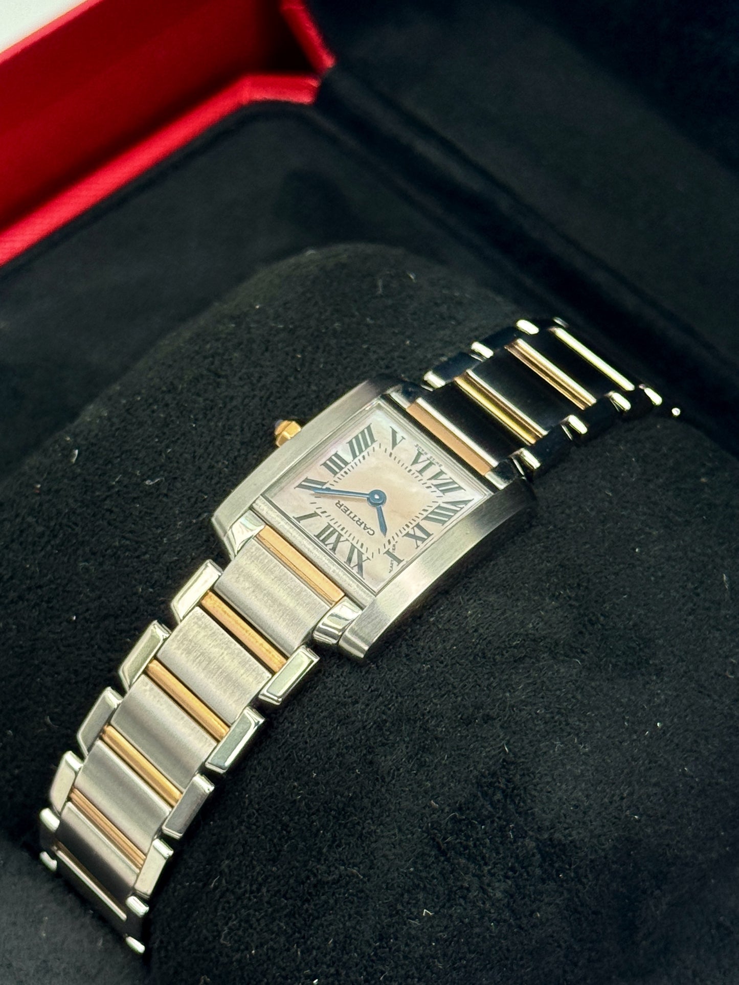 2010 Cartier Tank Francaise 20mm W51027Q4 Two-Tone Mother of Pearl Dial