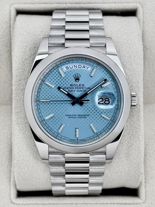 2022 Rolex Day-Date 40mm 228206 Platinum Blue Motif Dial