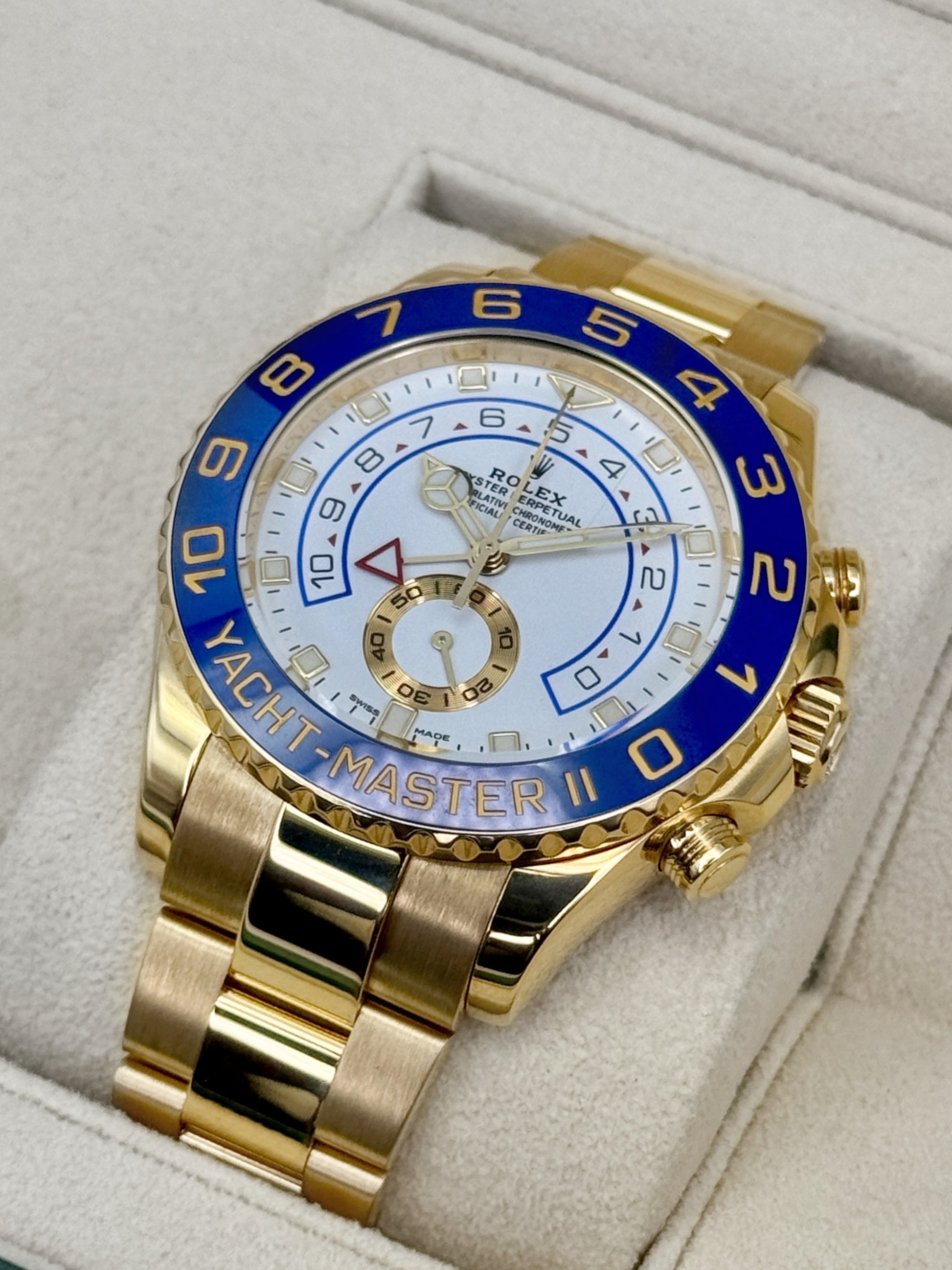 2023 Rolex Yacht-Master II 44mm 116688 18K Yellow Gold White Dial - MyWatchLLC