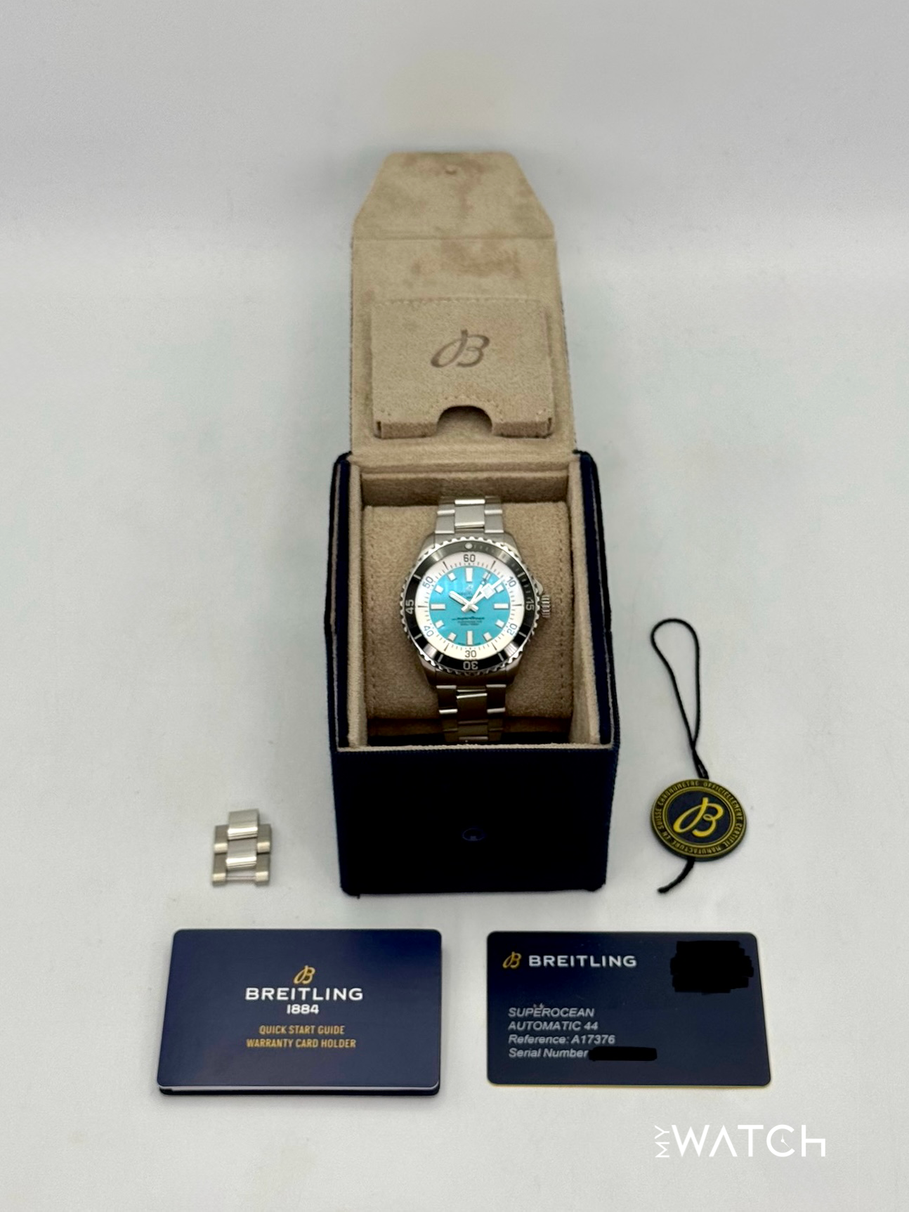 2025 Breitling Superocean Automatic 44mm A17376 Stainless Steel Turquoise Dial