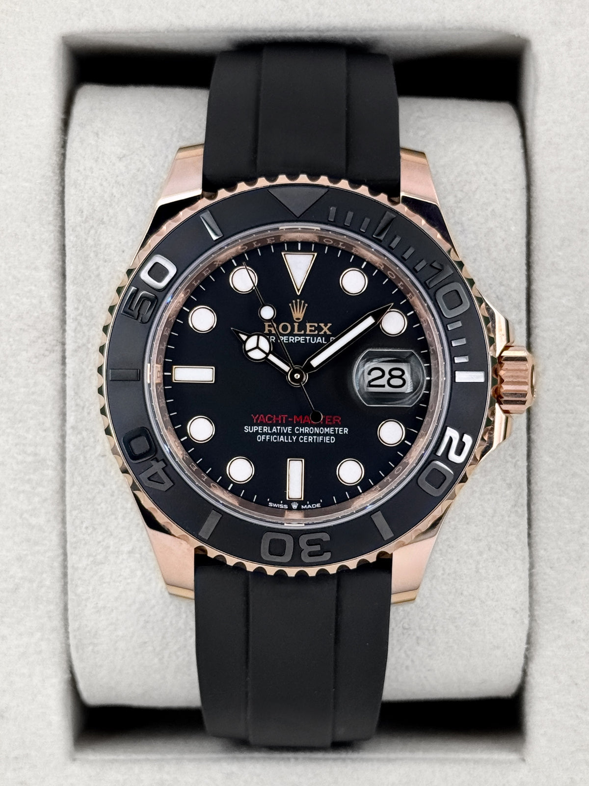 NEW 2026 Rolex Yacht-Master 40mm 126655 Rose Gold Oysterflex Black Dial