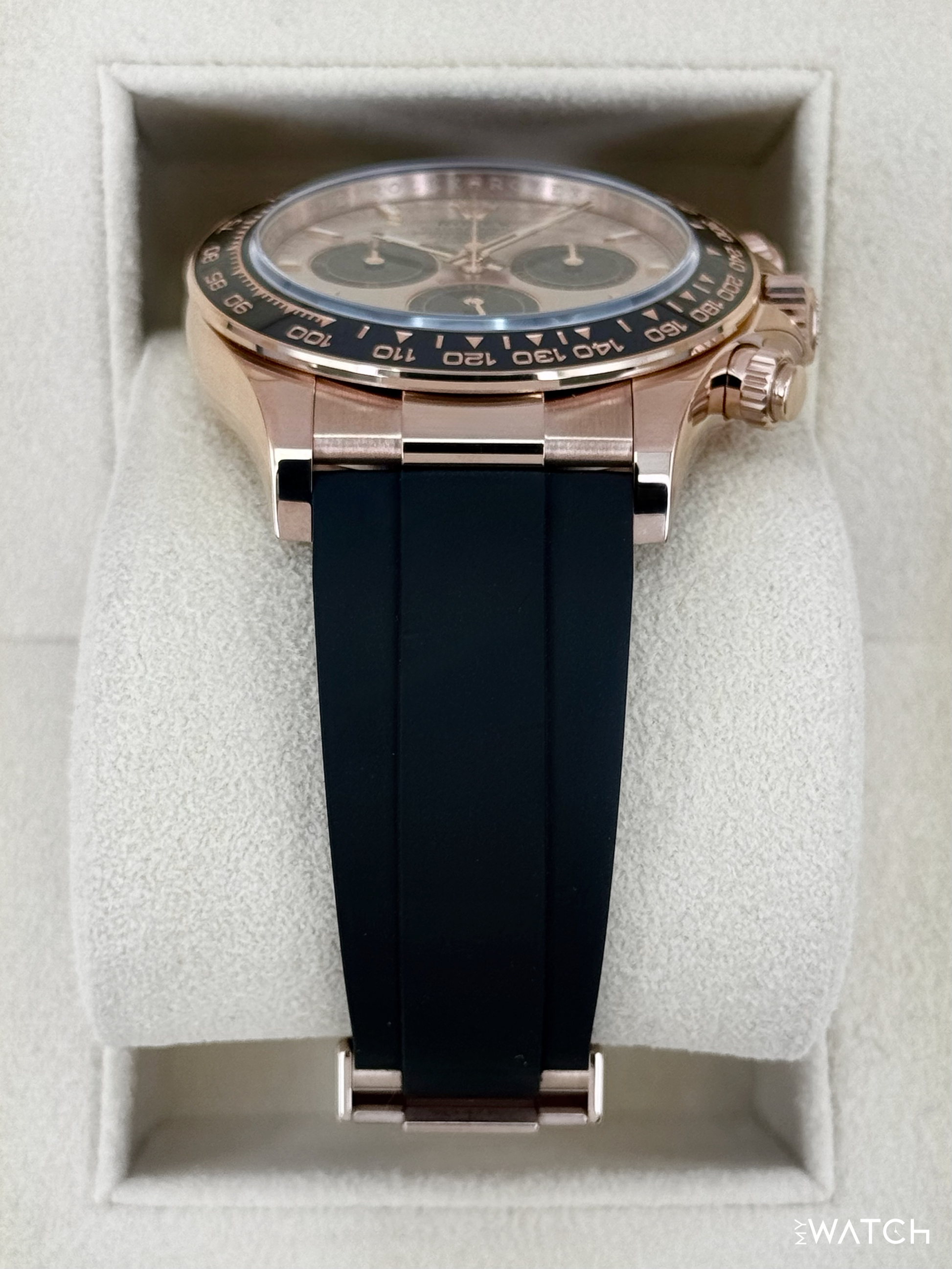 2025 Rolex Daytona 40mm 126515LN Rose Gold Oysterflex Sundust Dial - MyWatchLLC