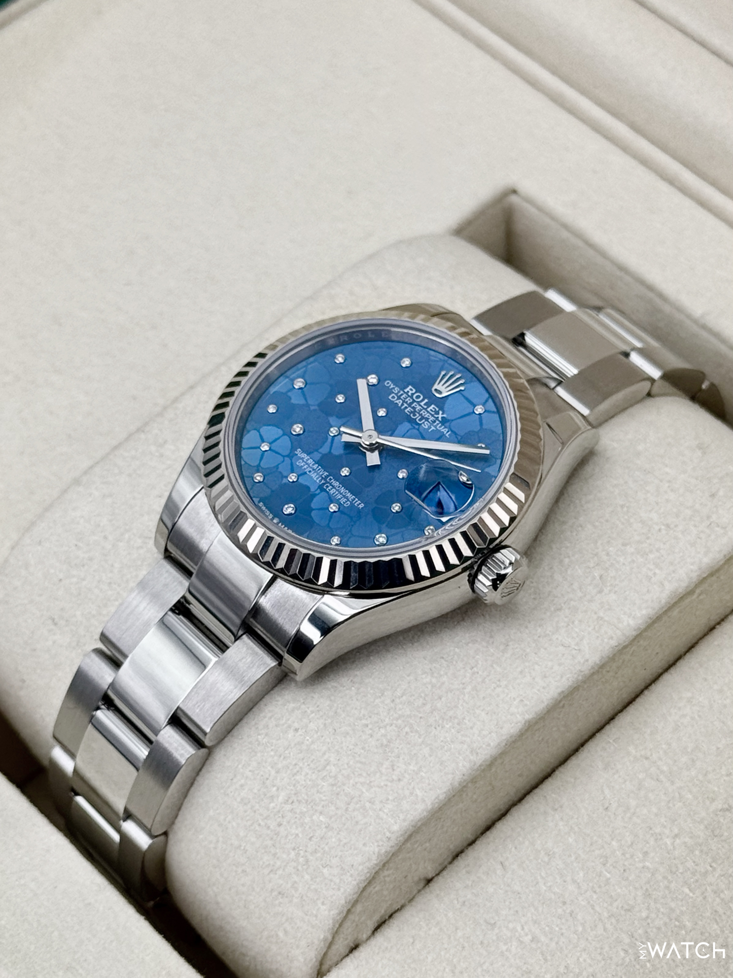 2025 Rolex Lady Datejust 31mm 278274 Stainless Steel Oyster Azzuro Blue Floral Dial - MyWatchLLC