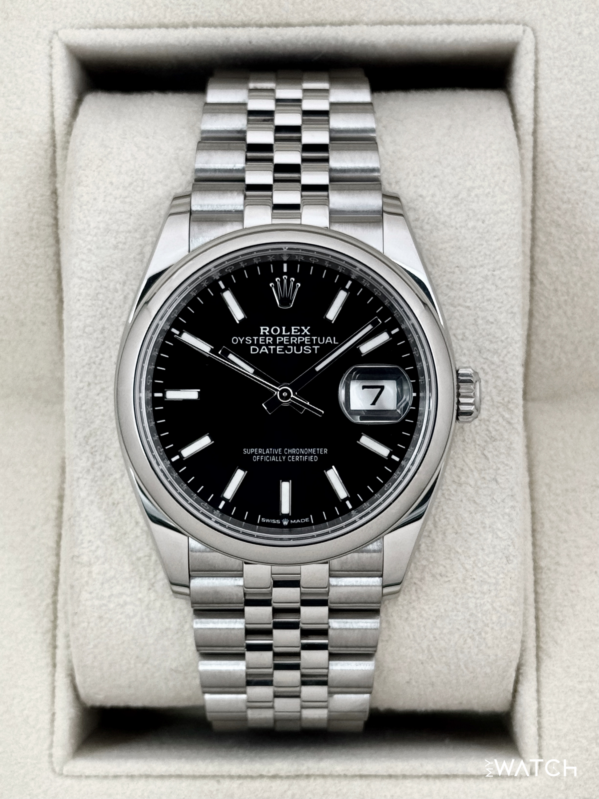 2024 Rolex Datejust 36mm 126200 Stainless Steel Jubilee Black Dial - MyWatchLLC