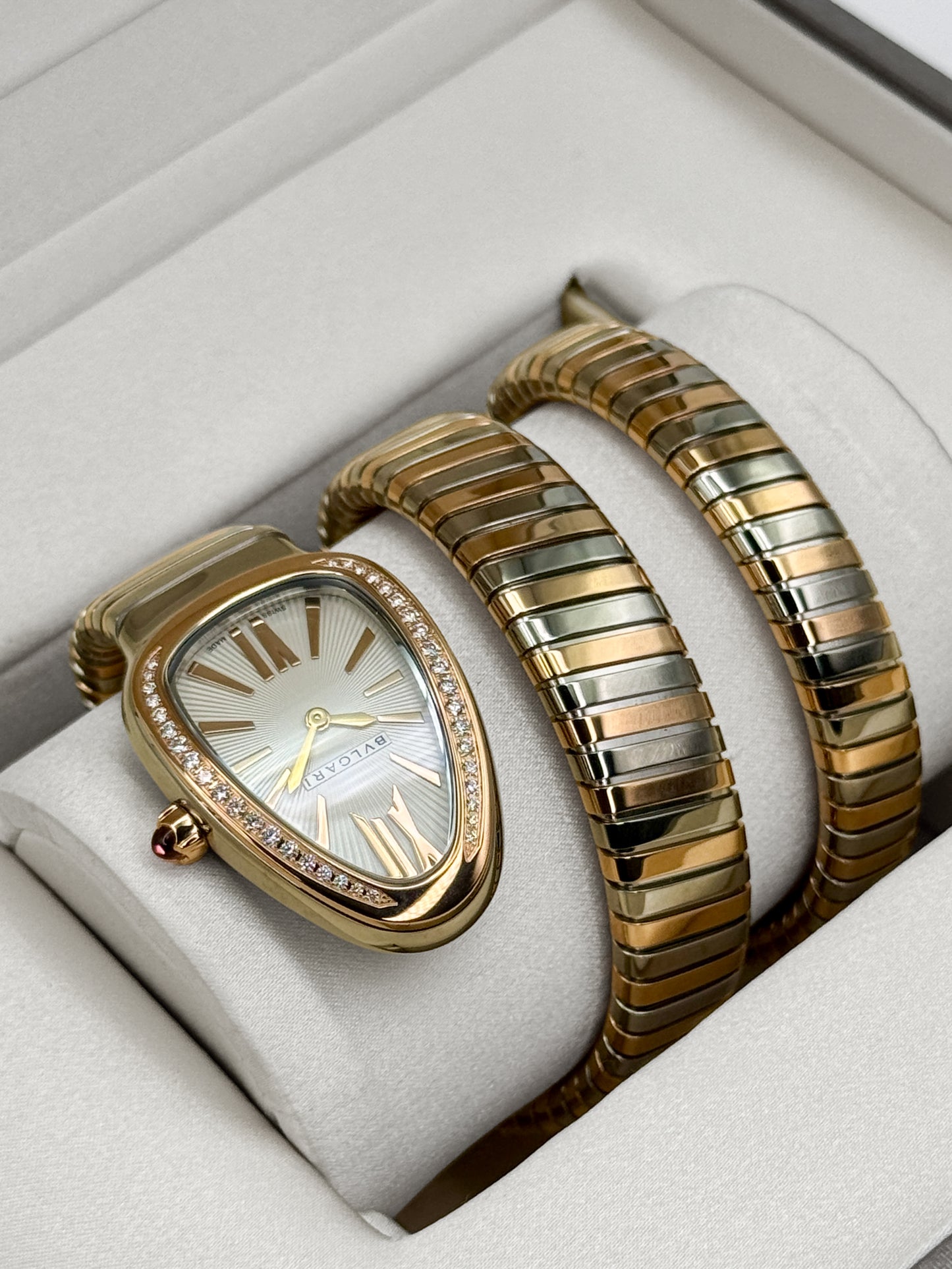 Bvlgari Serpenti Tubogas 35mm Silver Opaline Dial 18kt Rose & Steel 103149
