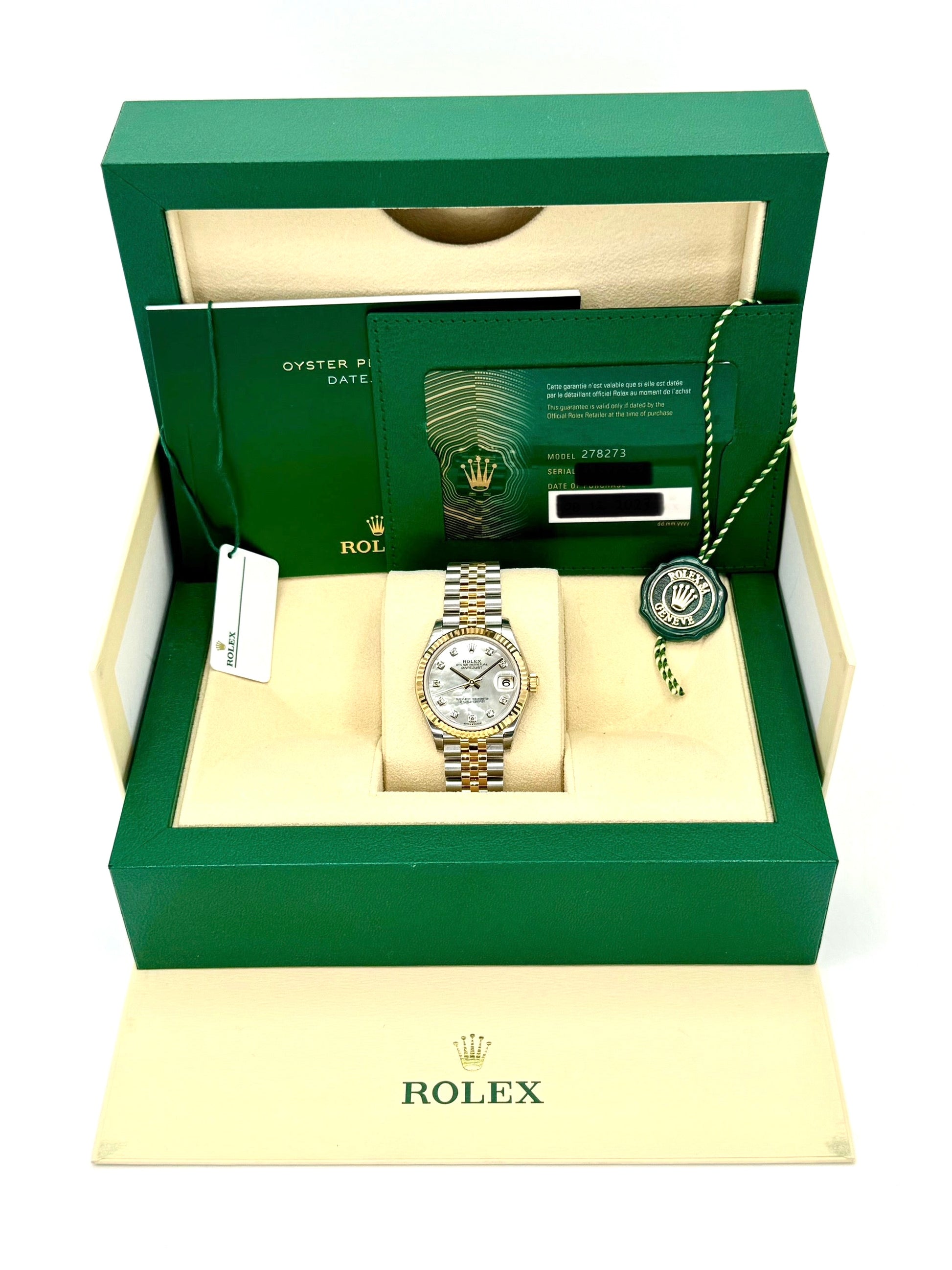 NEW 2023 Rolex Datejust 31mm 278273 Two-Tone Jubilee MOP Dimond Dial - MyWatchLLC