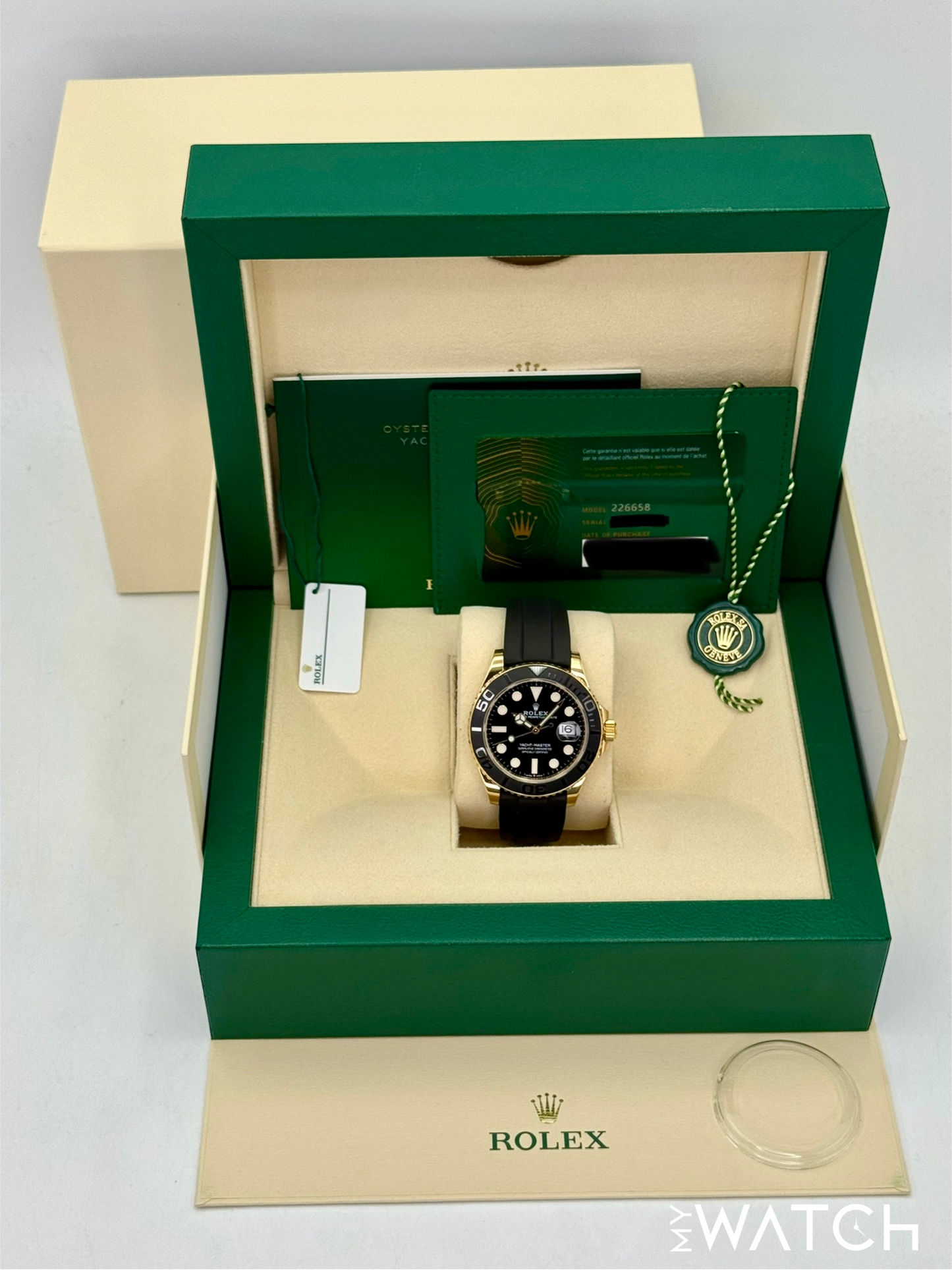 2023 Rolex Yacht-Master 42mm 226658 Gold Oysterflex Black Dial