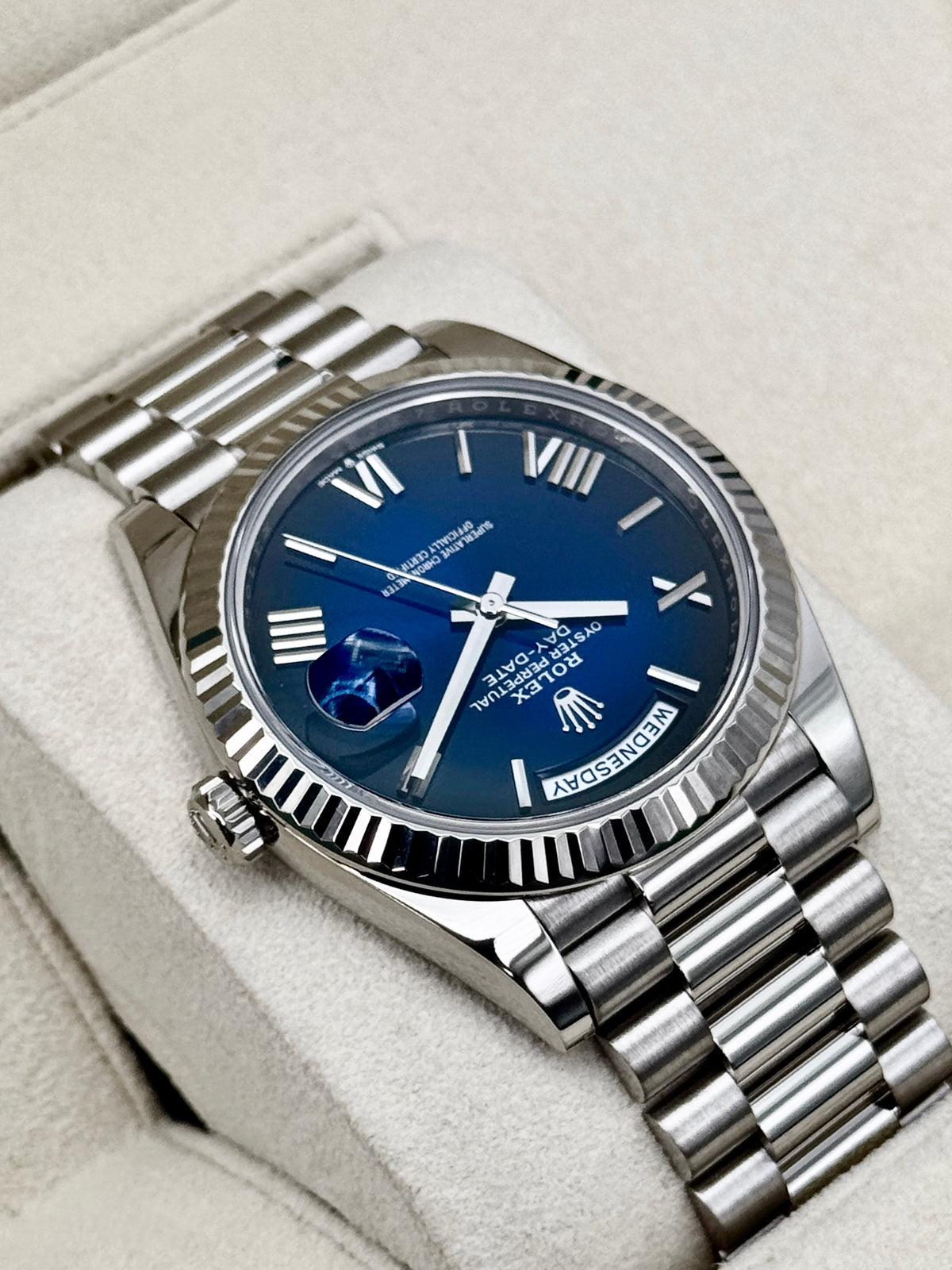 2024 Rolex Day-Date 40mm 228239 Presidential Blue Ombre Dial