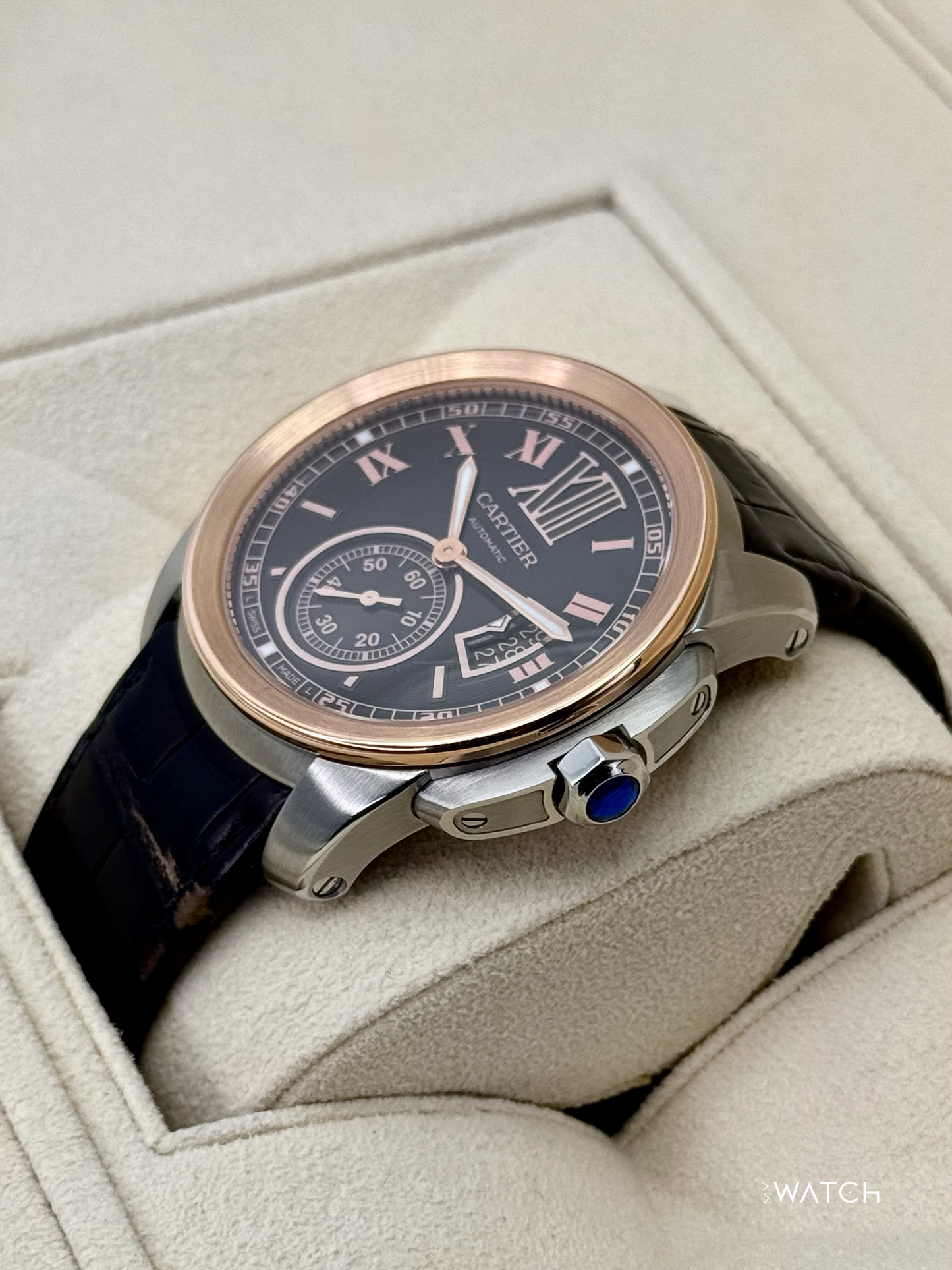 2012 Cartier Calibre De Cartier 42mm W7100051 Two-Tone Brown Dial - MyWatchLLC