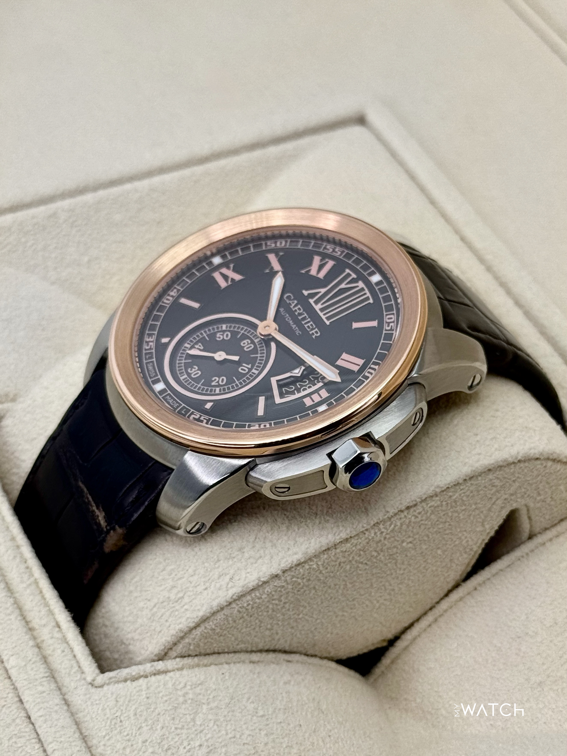 2012 Cartier Calibre De Cartier 42mm W7100051 Two-Tone Brown Dial - MyWatchLLC