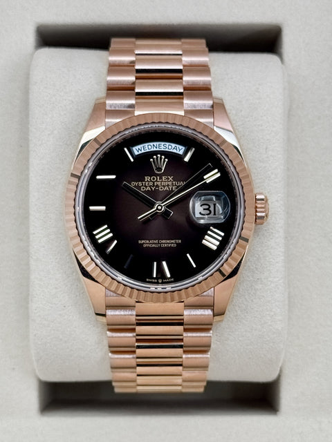 NEW 2026 Rolex Day-Date 36mm 128235 Rose Gold Brown Ombre Dial