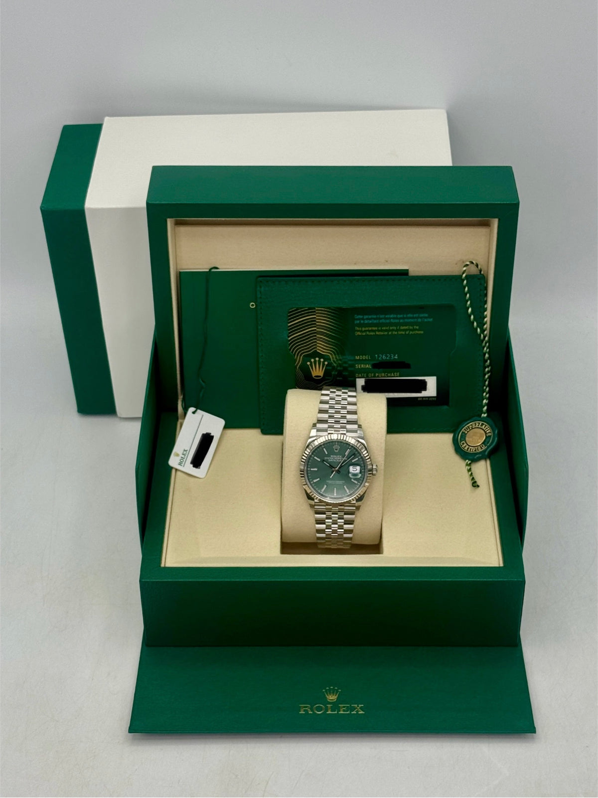 NEW 2026 Rolex Datejust 36mm 126234 Stainless Steel Jubilee Mint Green Dial