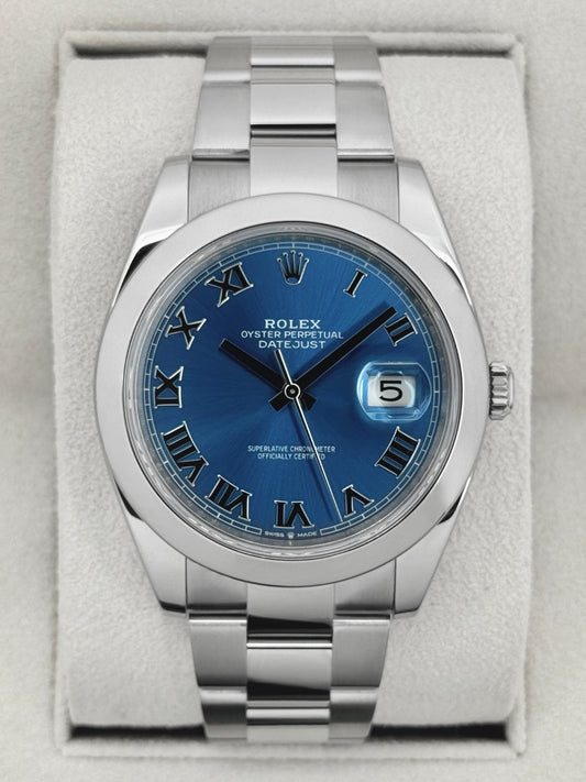 2024 Rolex Datejust 41mm 126300 Stainless Steel Oyster Blue Roman Numeral Dial