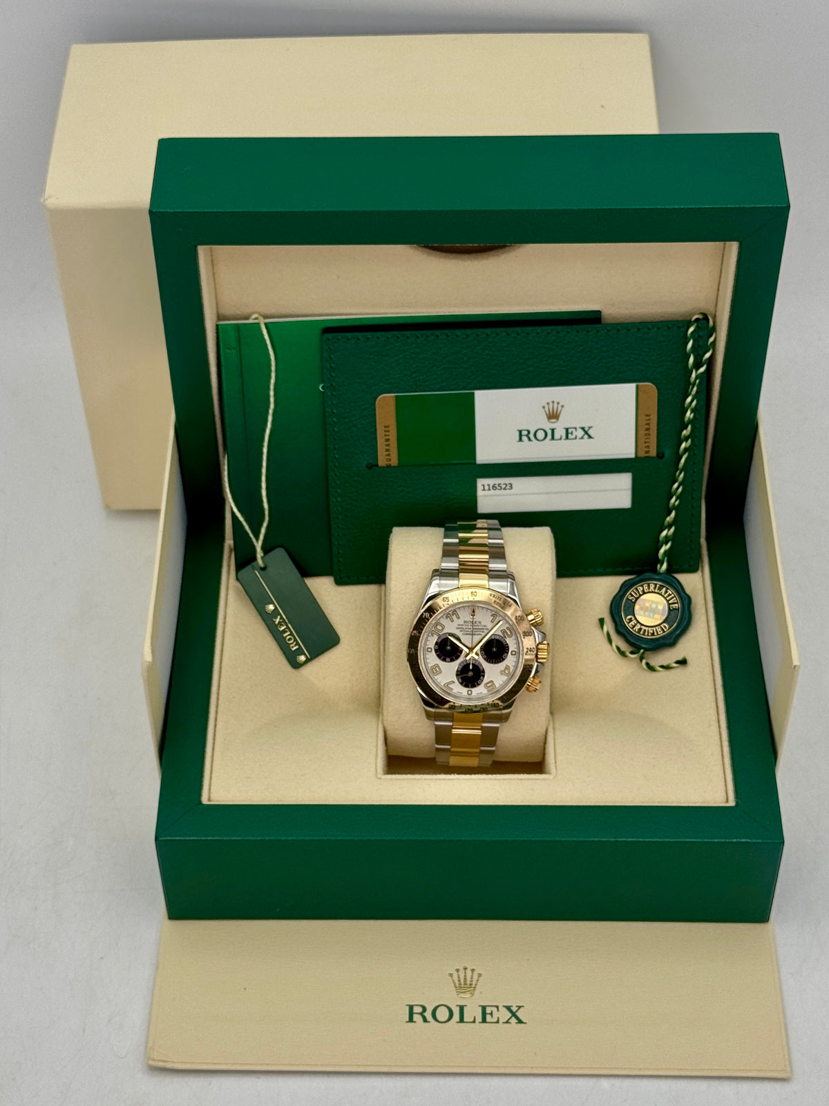 2016 Rolex Daytona 40mm 116523 Two-Tone White Arabic Racing Dial - MyWatchLLC