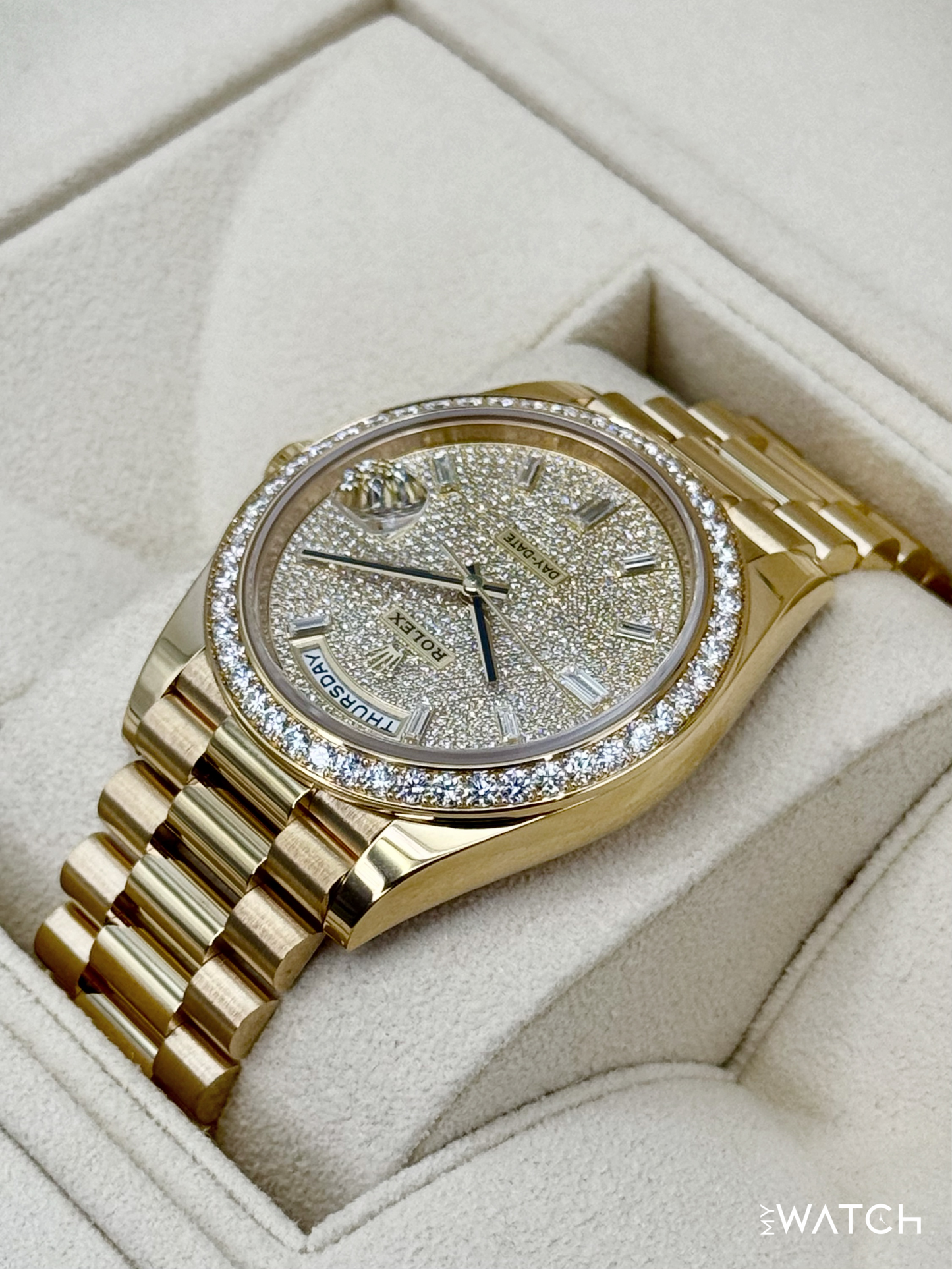 2024 Rolex Day-Date 40mm 228348RBR Diamond Paved Dial - MyWatchLLC