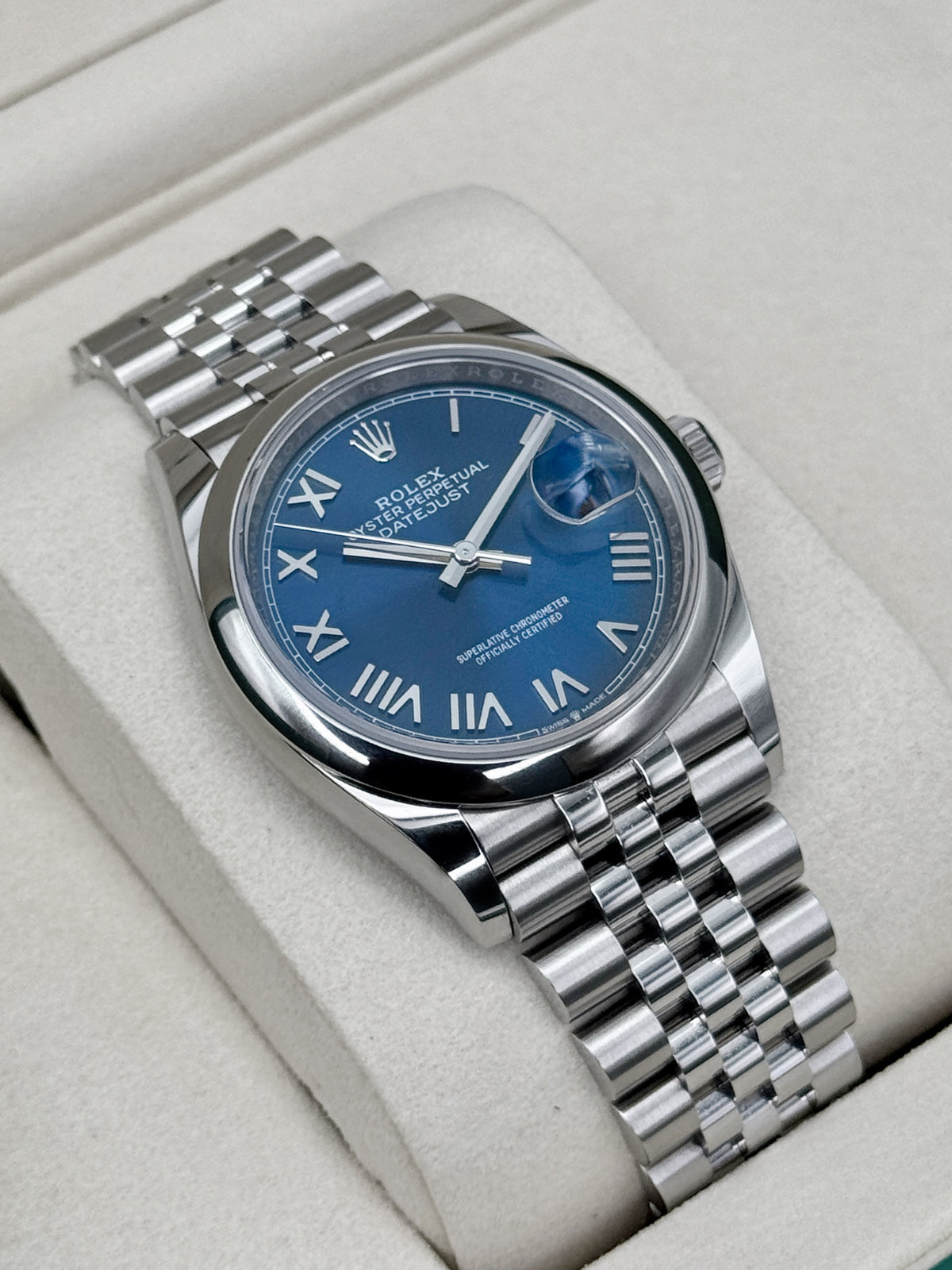 NEW 2026 Rolex Datejust 36mm 126200 Stainless Steel Jubilee Blue Roman Numeral Dial