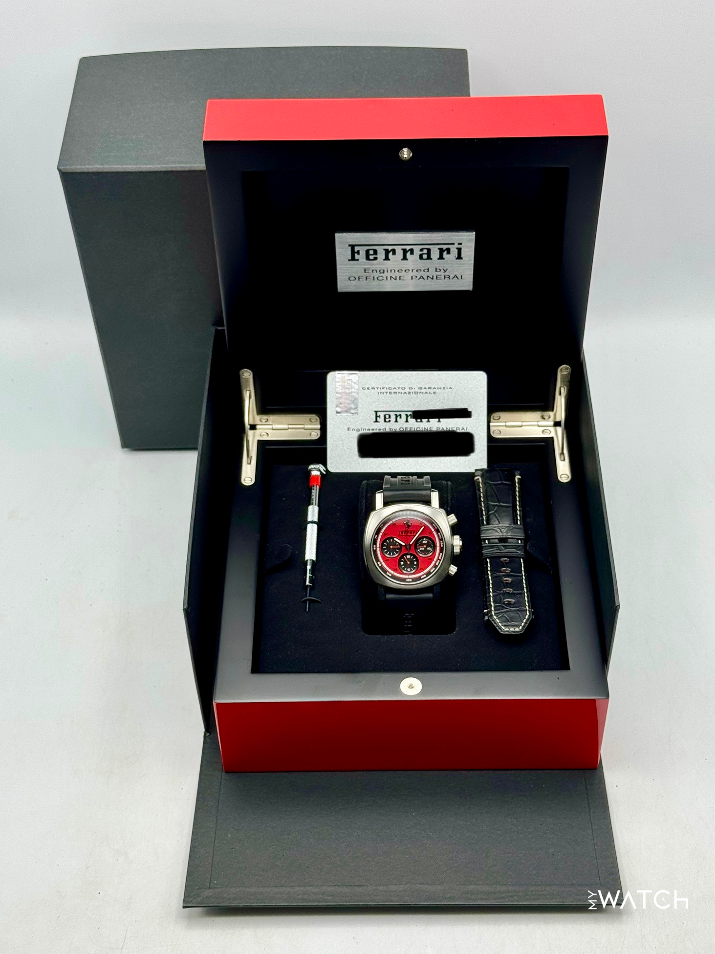 2008 Panerai Ferrari GT Chronograph 45mm F6656 Stainless Steel Red Dial - MyWatchLLC