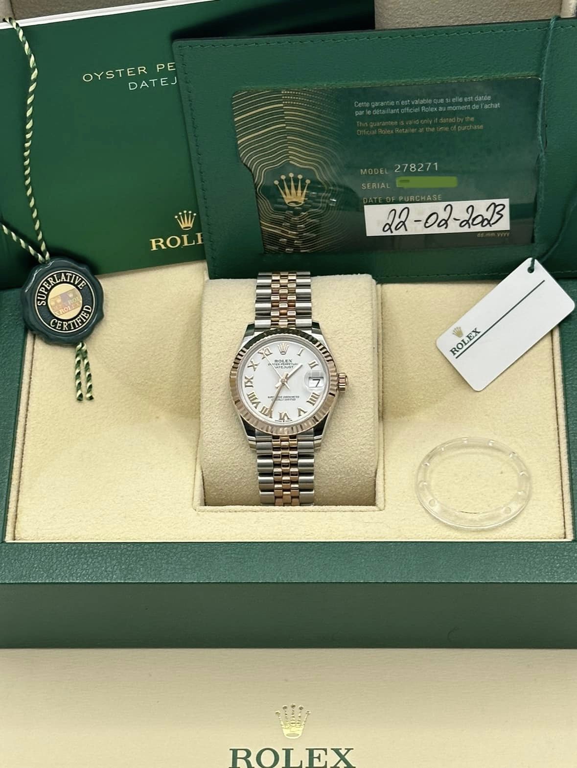 2023 Rolex Datejust 31 278271 Two-Tone RG/Steel White Roman Numeral - MyWatchLLC