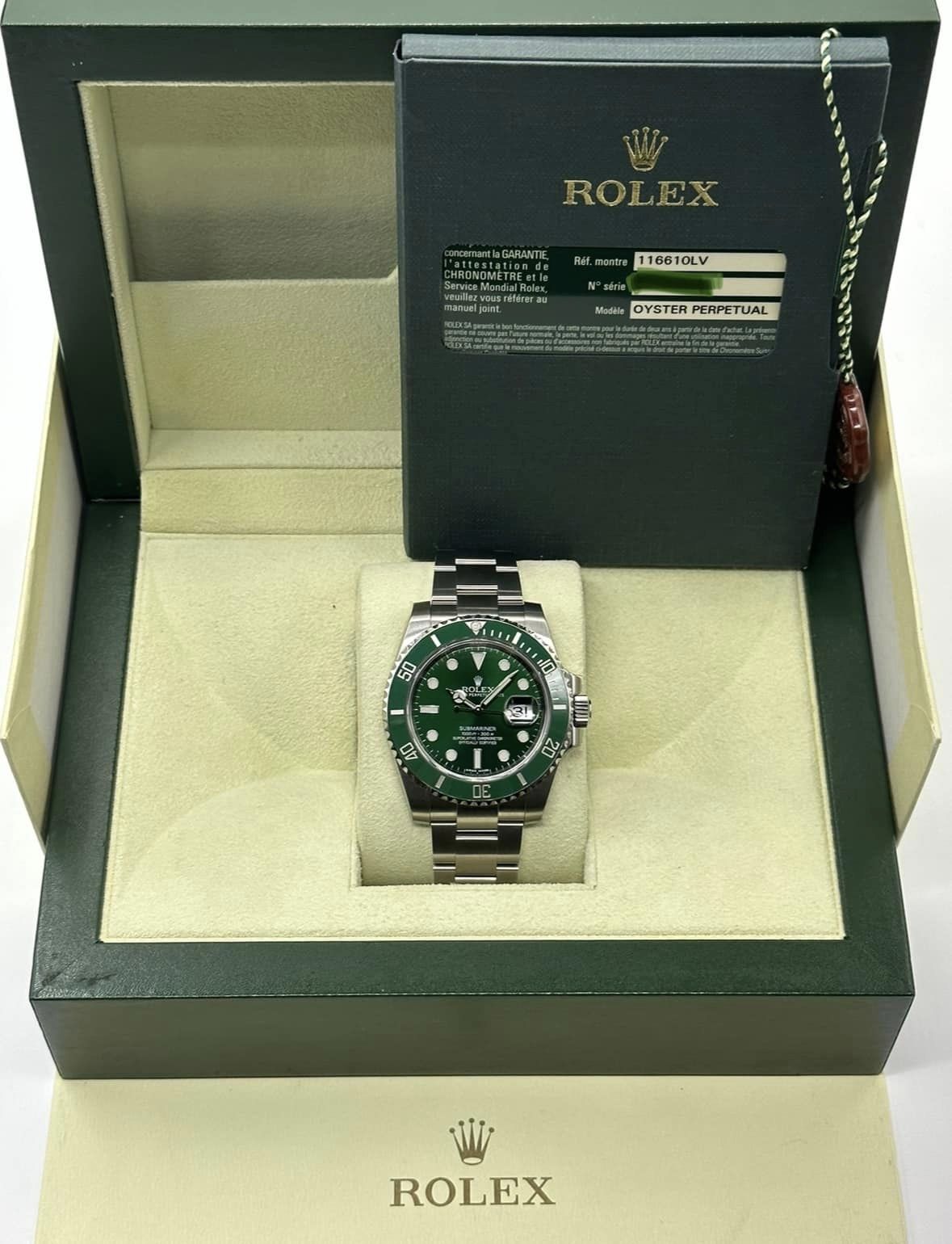 New Old Stock 2014 Rolex Submariner "Hulk" 116610LV Green Dial - MyWatchLLC