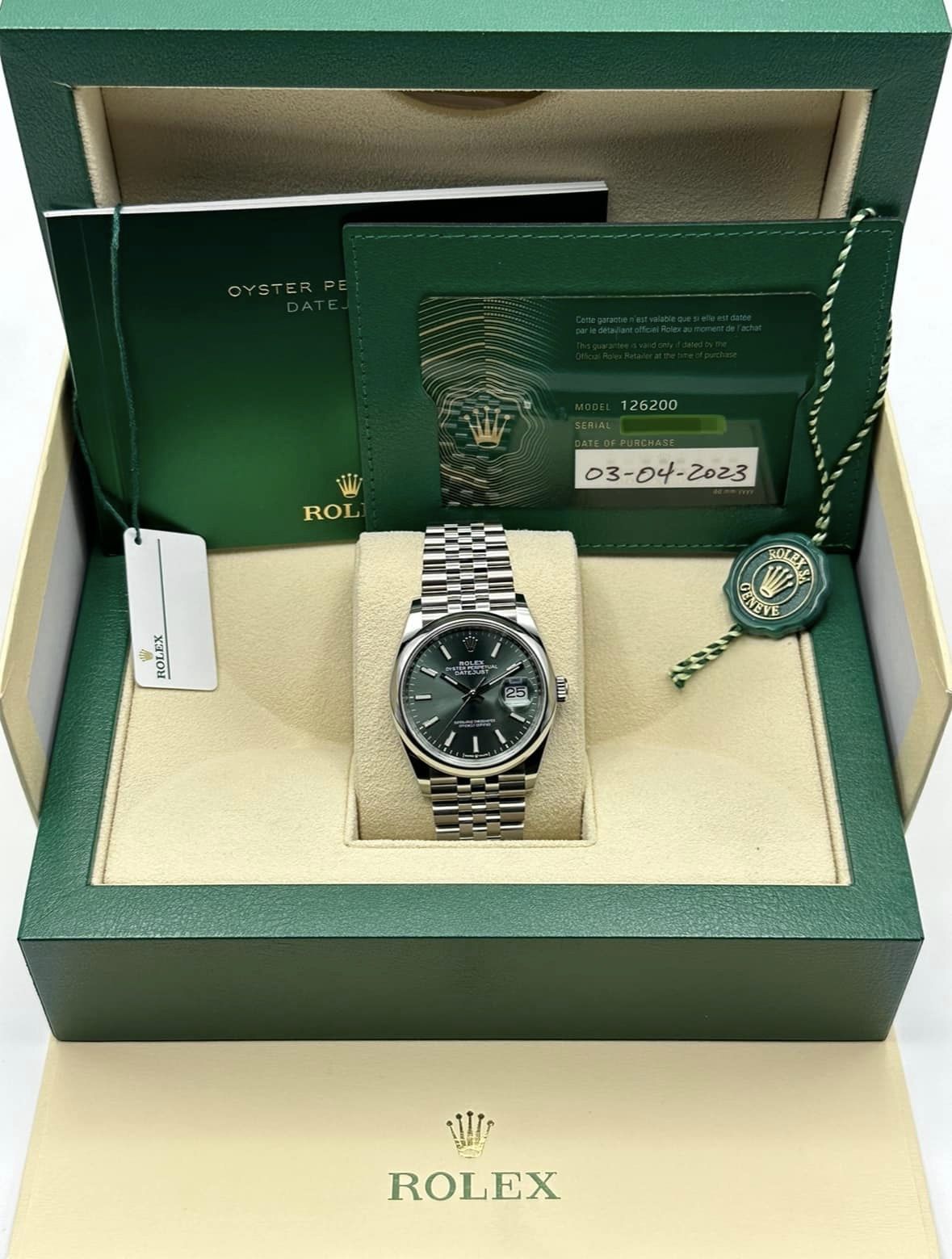 New Rolex 2023 Datejust 36mm Stainless Steel Mint Green Jubilee - MyWatchLLC