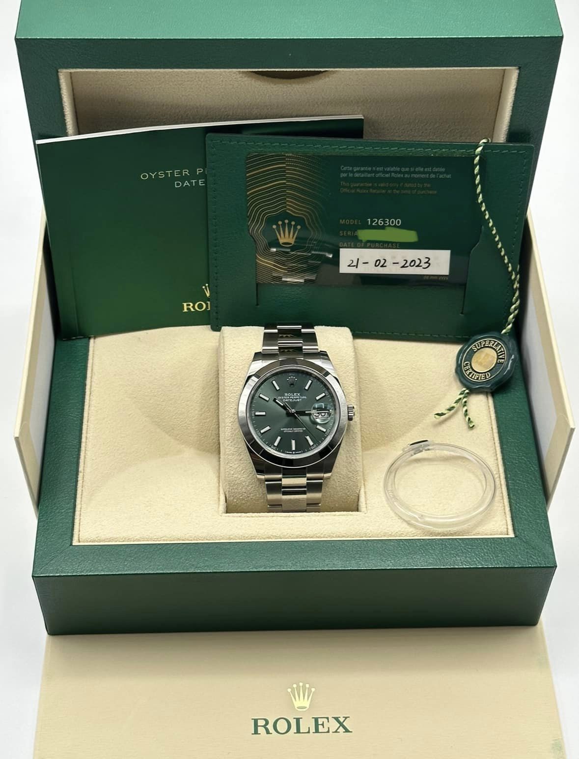 New 2023 Rolex Datejust 41mm 126300 Mint Green Dial Oyster - MyWatchLLC