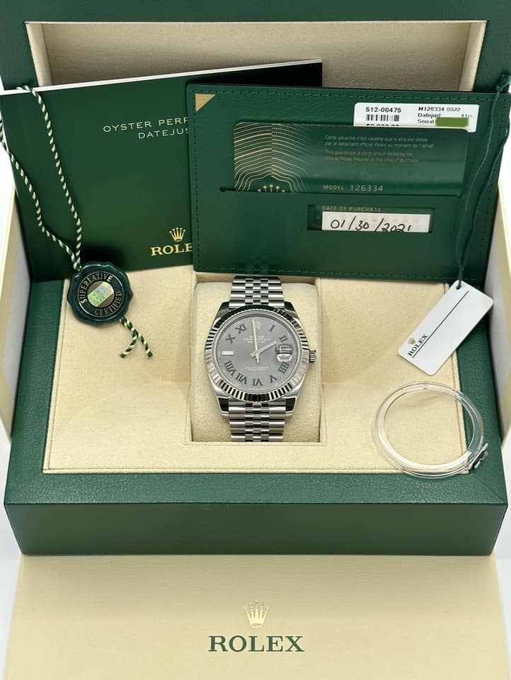 2021 Rolex Datejust 41mm 126334 Stainless Steel Wimbledon Dial Jubilee - MyWatchLLC