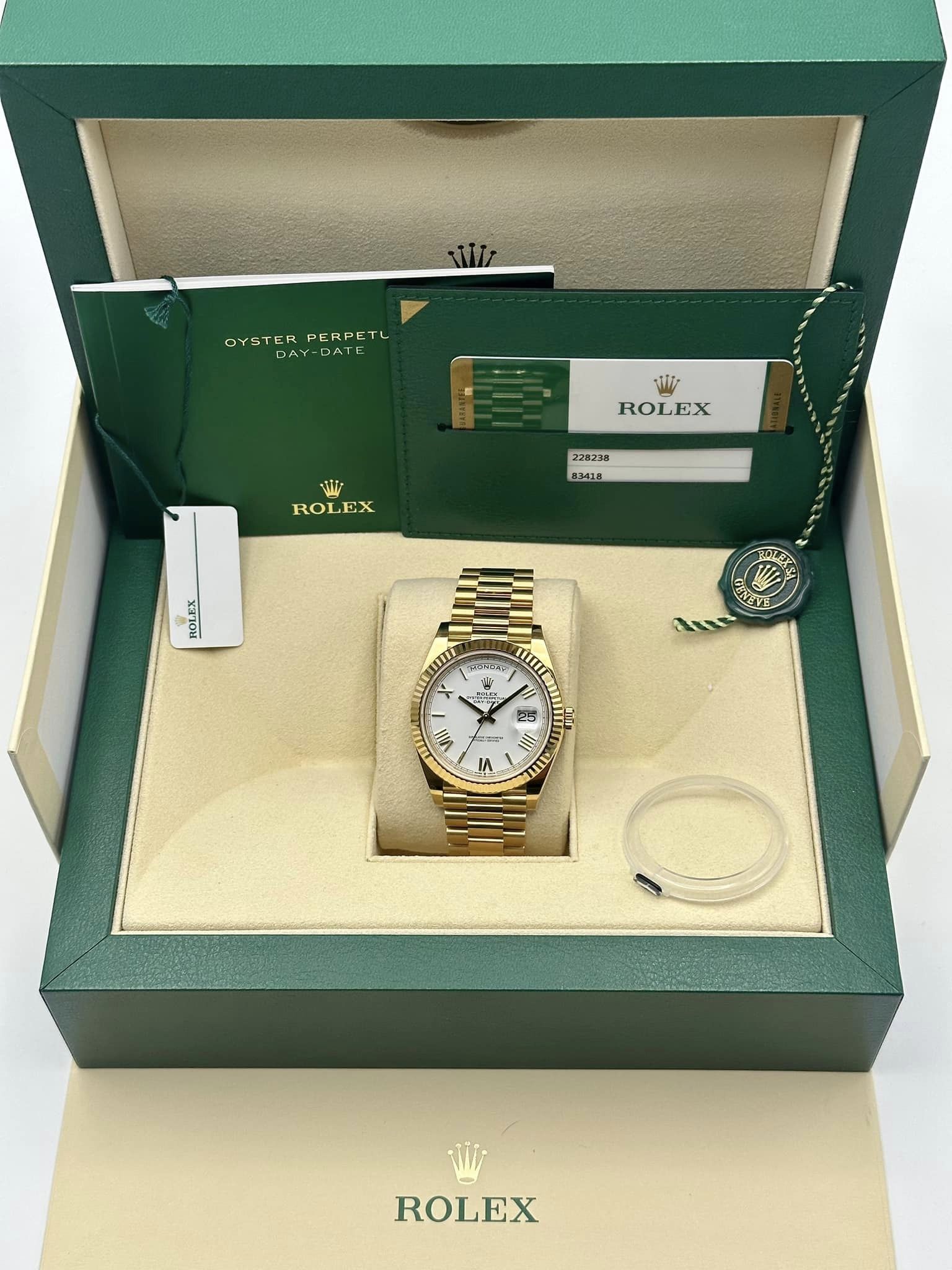 2019 Rolex Day-Date 40mm 228238 YG President White Roman Numeral Dial - MyWatchLLC
